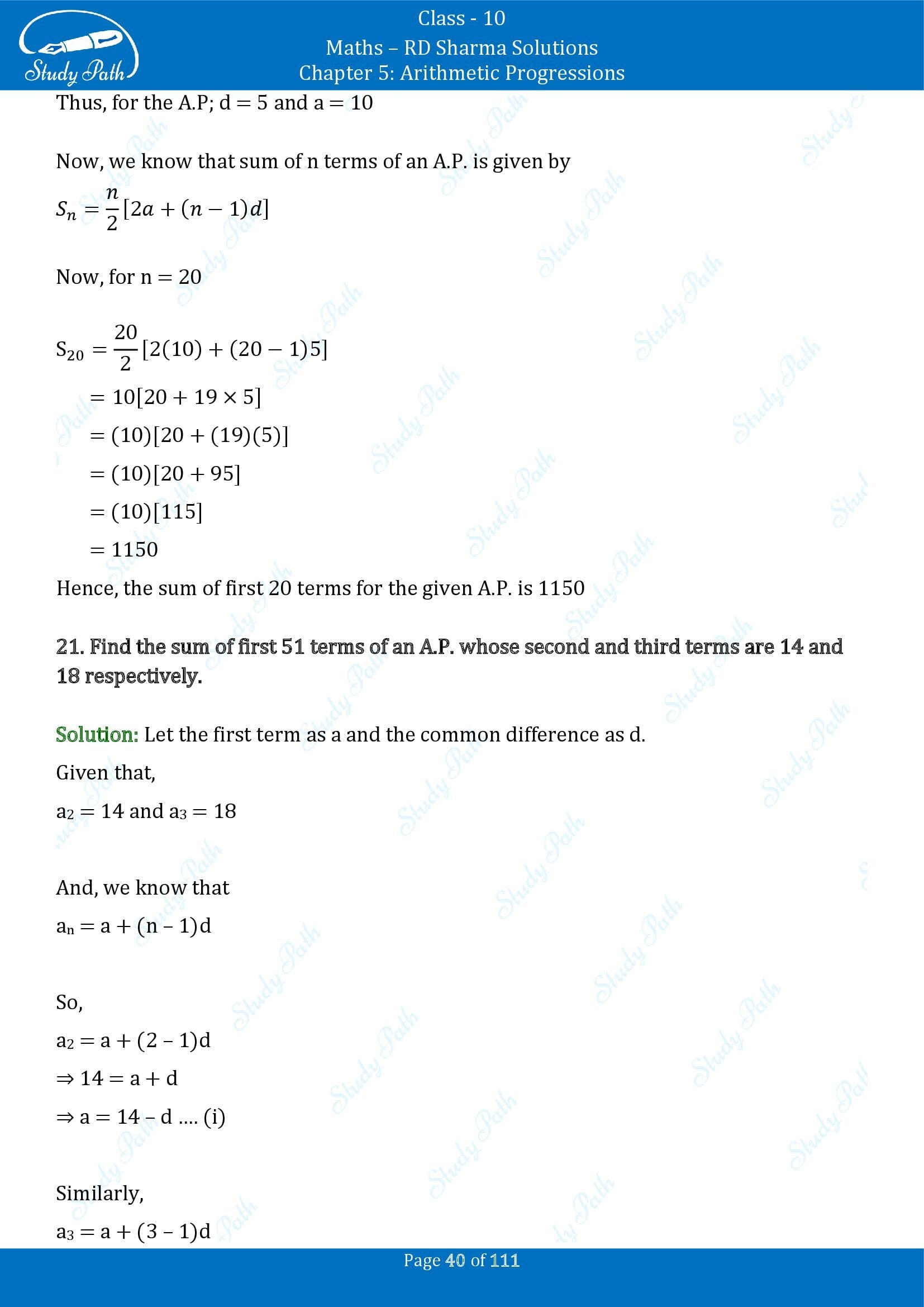 RD Sharma Solutions Class 10 Chapter 5 Arithmetic Progressions Exercise 5.6 00040