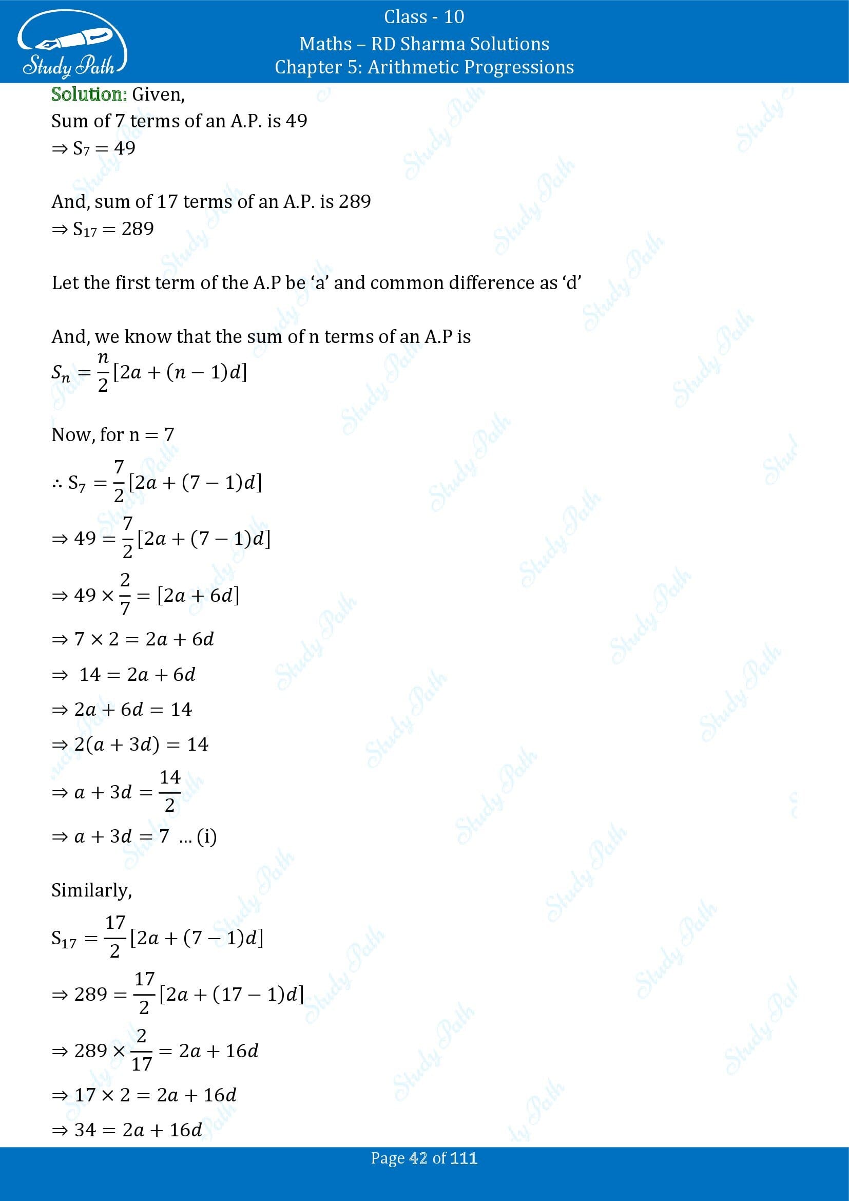RD Sharma Solutions Class 10 Chapter 5 Arithmetic Progressions Exercise 5.6 00042