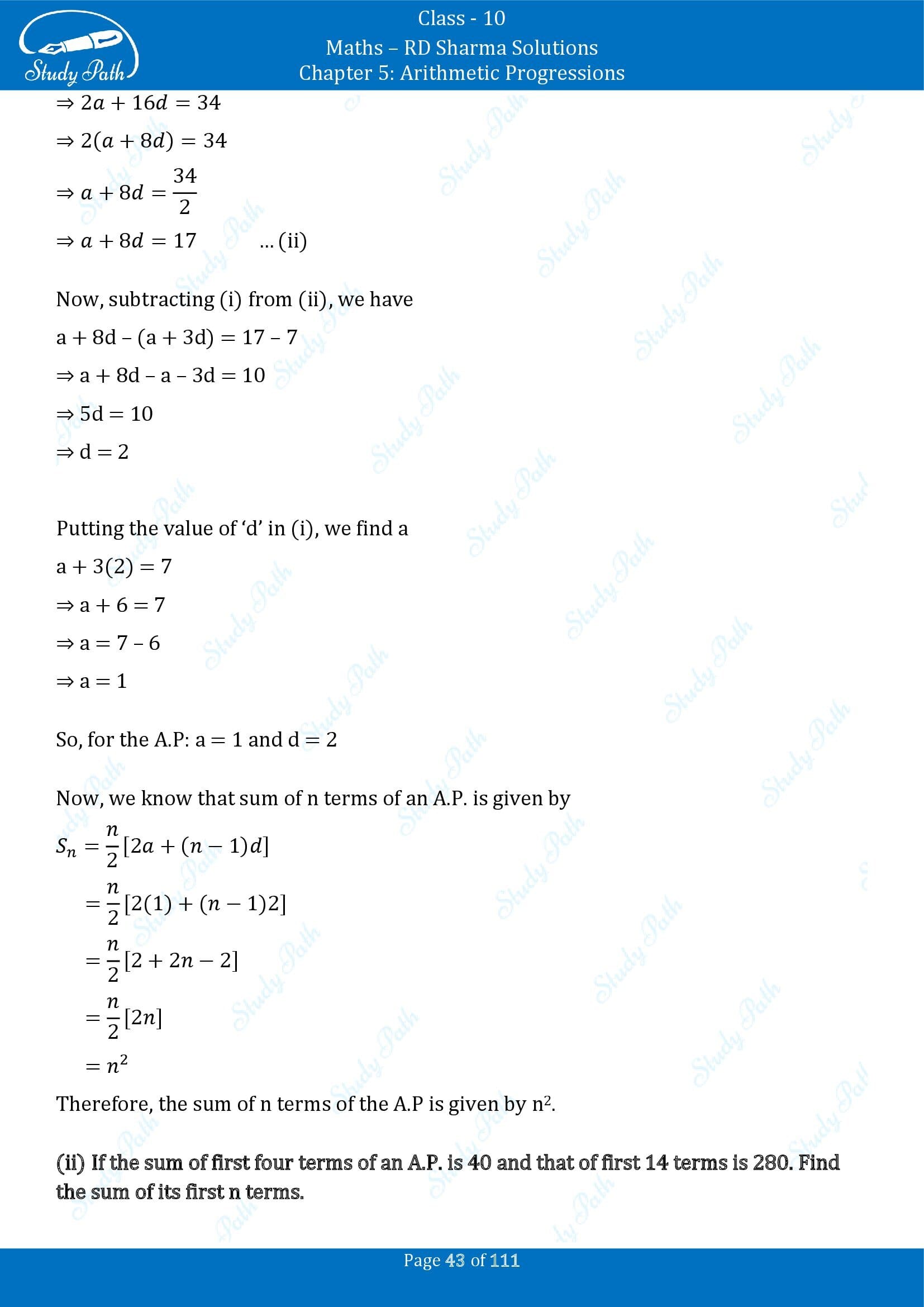 RD Sharma Solutions Class 10 Chapter 5 Arithmetic Progressions Exercise 5.6 00043