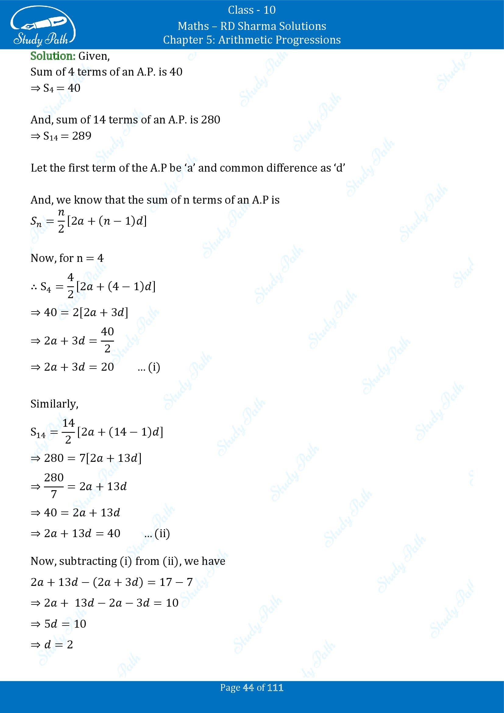 RD Sharma Solutions Class 10 Chapter 5 Arithmetic Progressions Exercise 5.6 00044