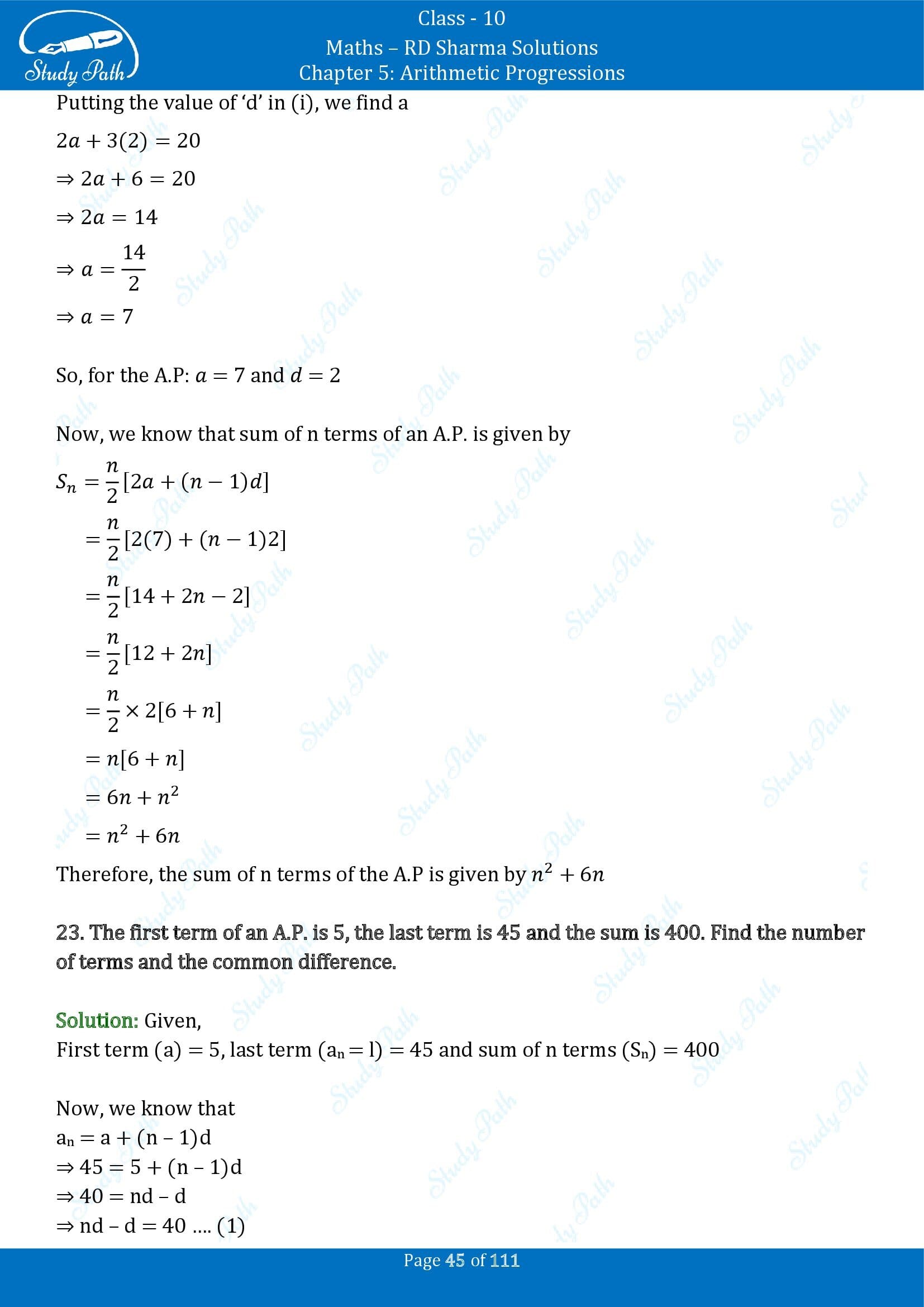 RD Sharma Solutions Class 10 Chapter 5 Arithmetic Progressions Exercise 5.6 00045