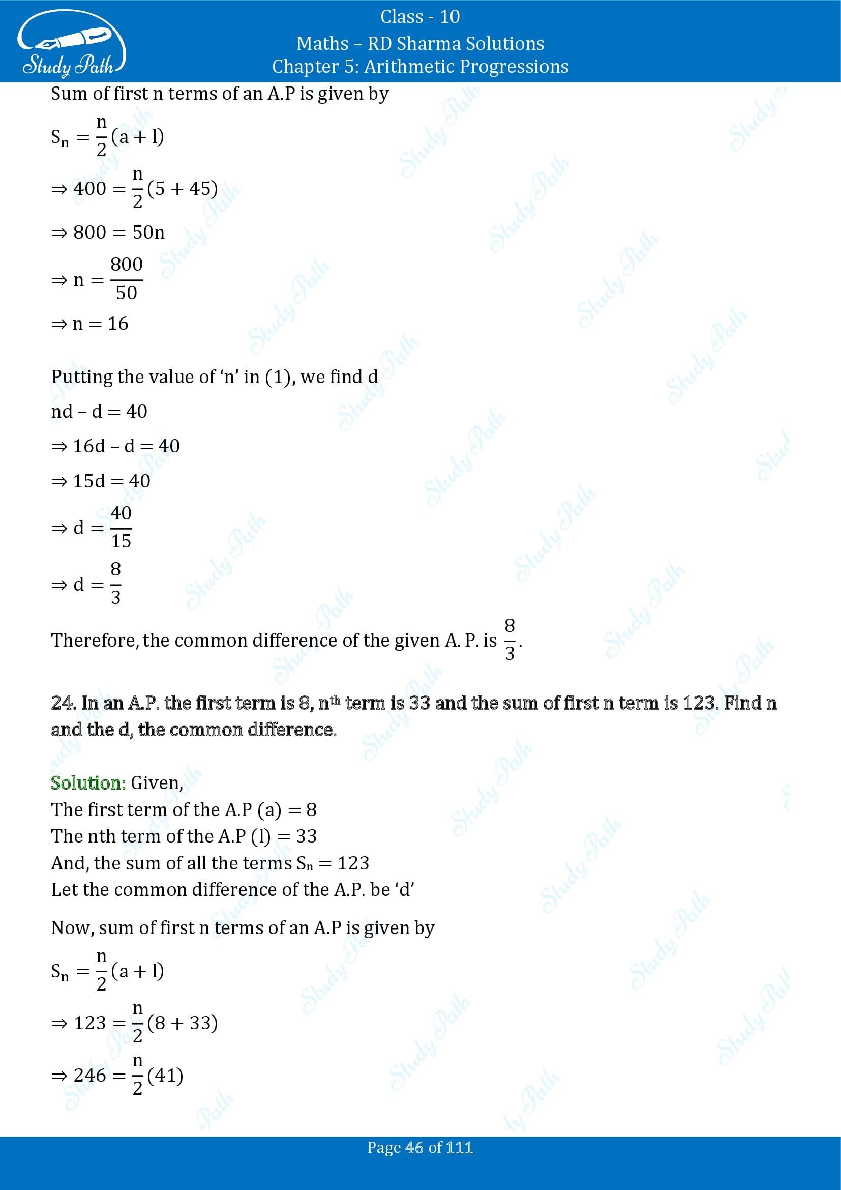 RD Sharma Solutions Class 10 Chapter 5 Arithmetic Progressions Exercise 5.6 00046