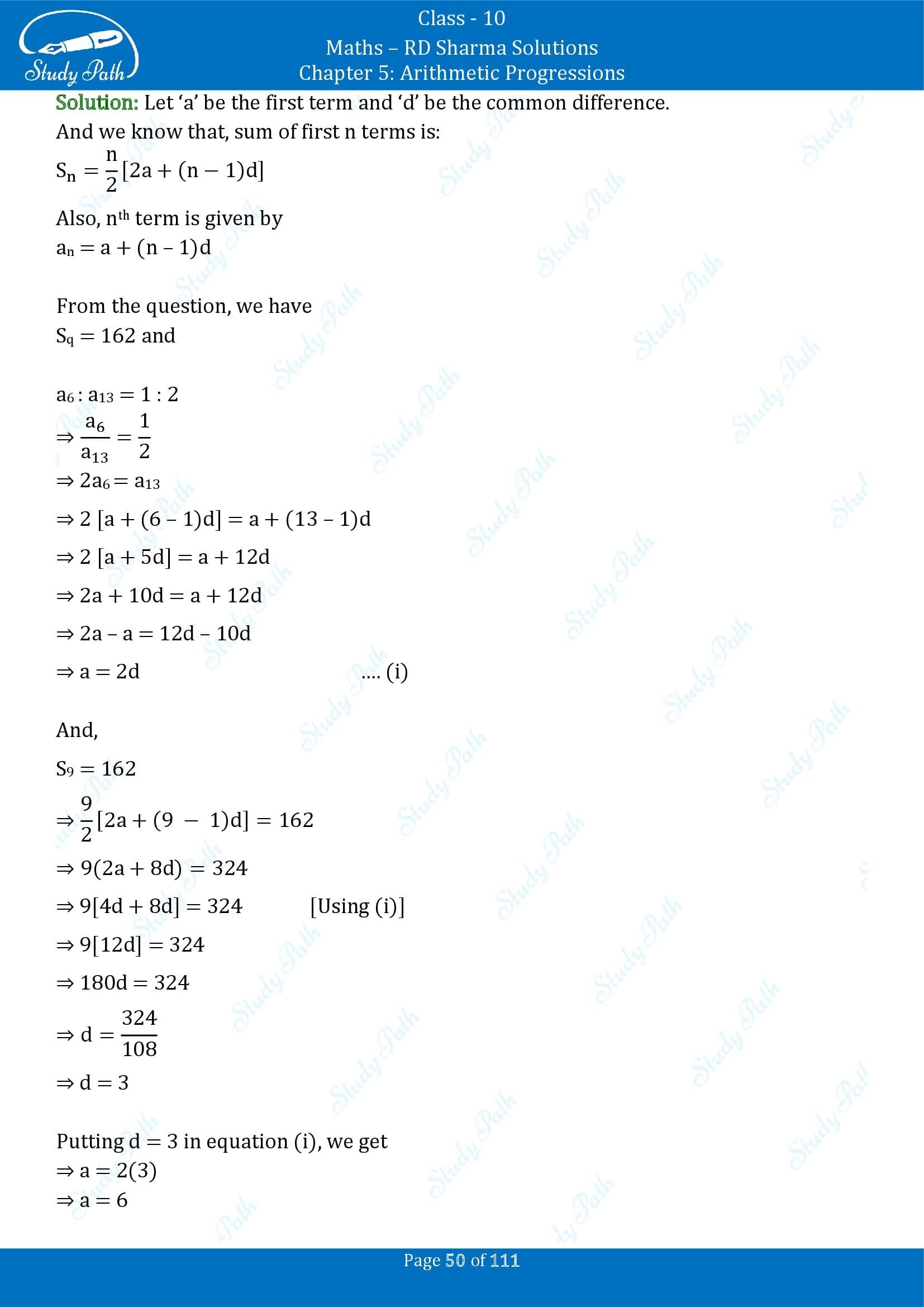 RD Sharma Solutions Class 10 Chapter 5 Arithmetic Progressions Exercise 5.6 00050