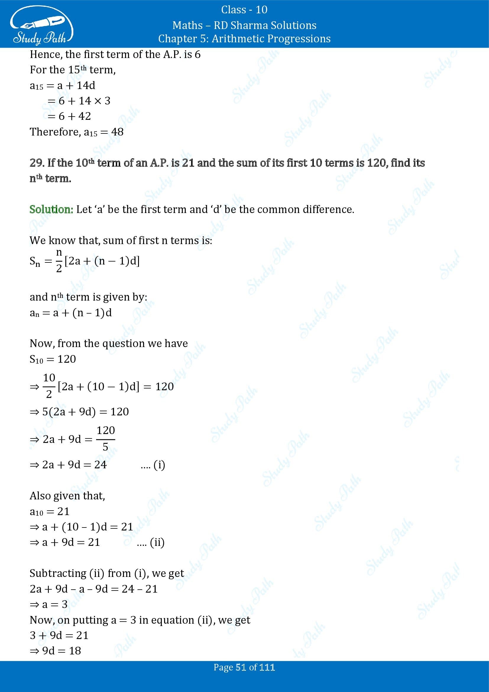 RD Sharma Solutions Class 10 Chapter 5 Arithmetic Progressions Exercise 5.6 00051