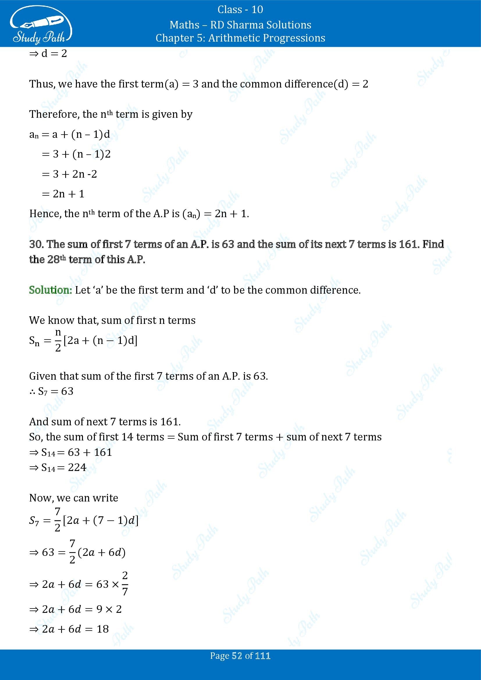 RD Sharma Solutions Class 10 Chapter 5 Arithmetic Progressions Exercise 5.6 00052