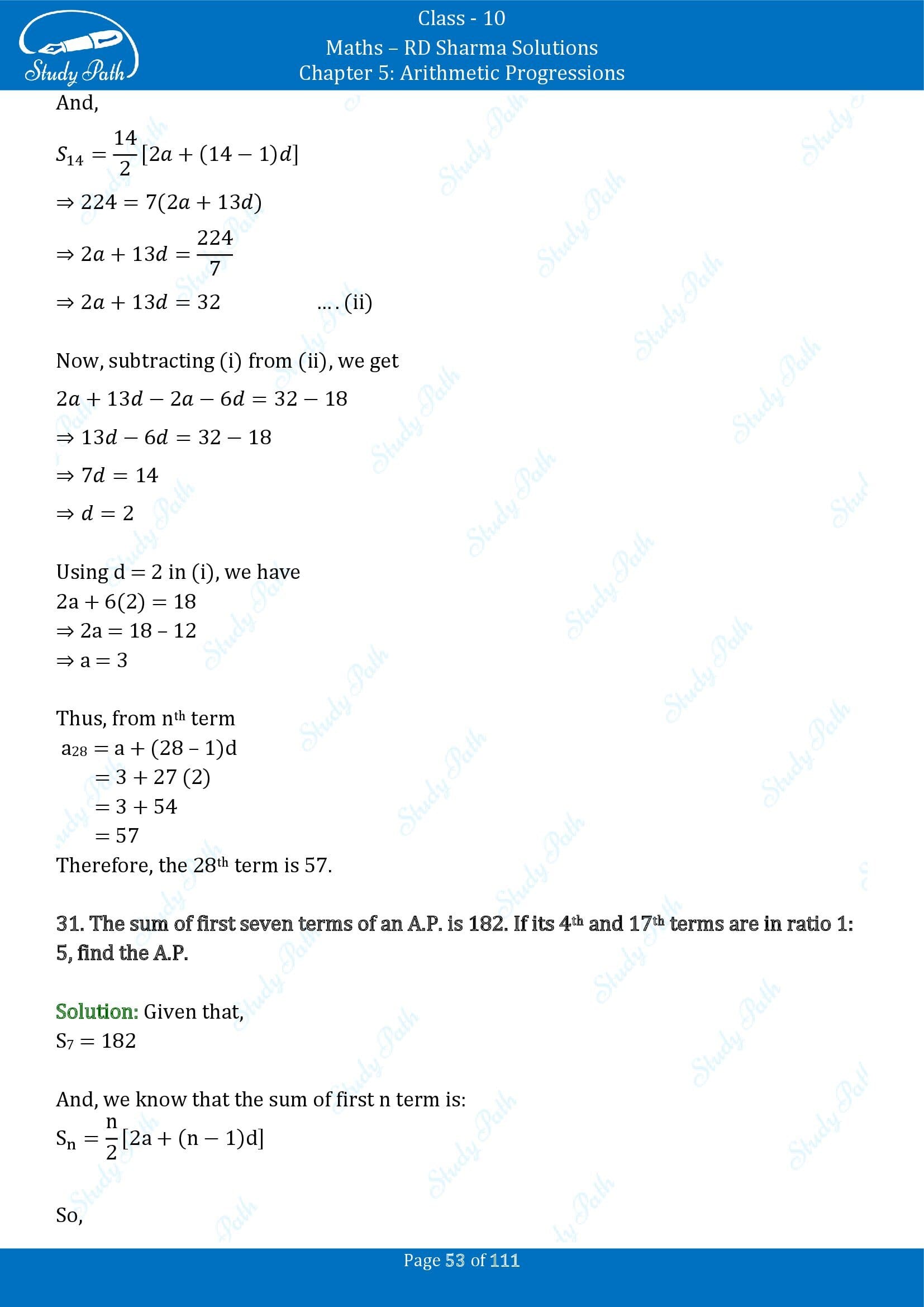 RD Sharma Solutions Class 10 Chapter 5 Arithmetic Progressions Exercise 5.6 00053