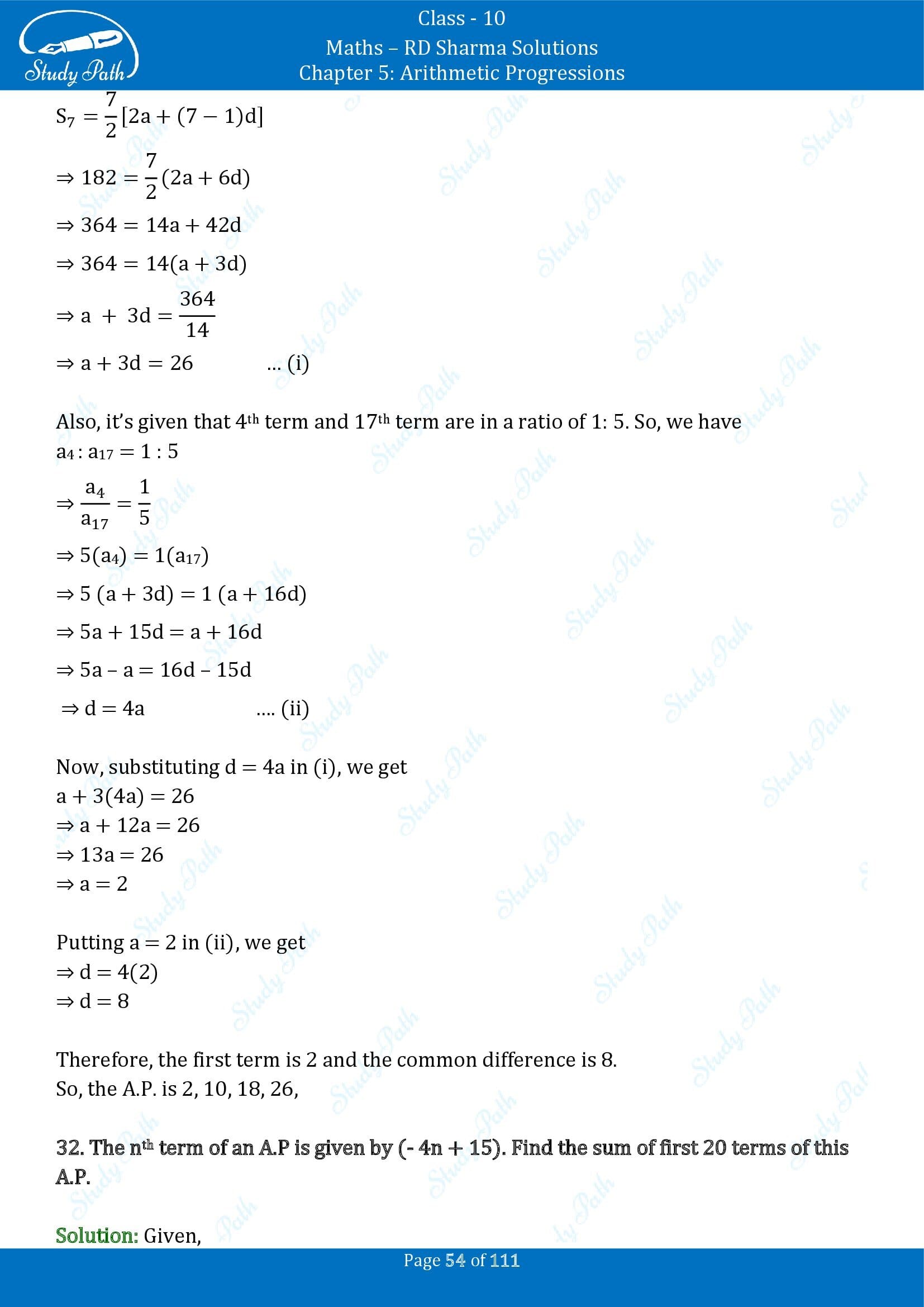 RD Sharma Solutions Class 10 Chapter 5 Arithmetic Progressions Exercise 5.6 00054