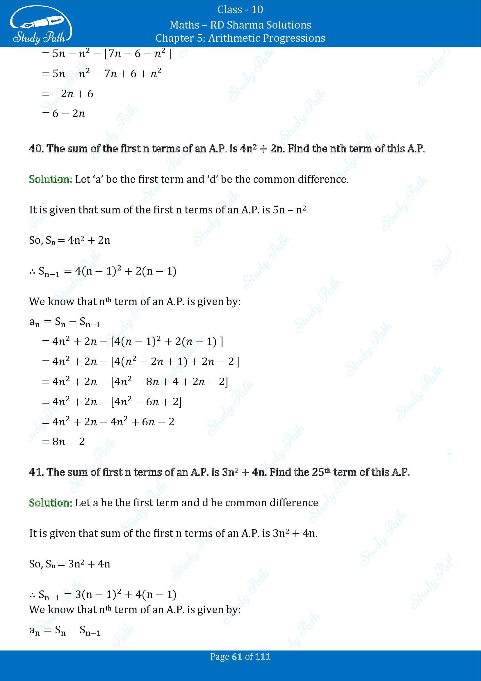 RD Sharma Solutions Class 10 Chapter 5 Arithmetic Progressions Exercise 5.6 00061