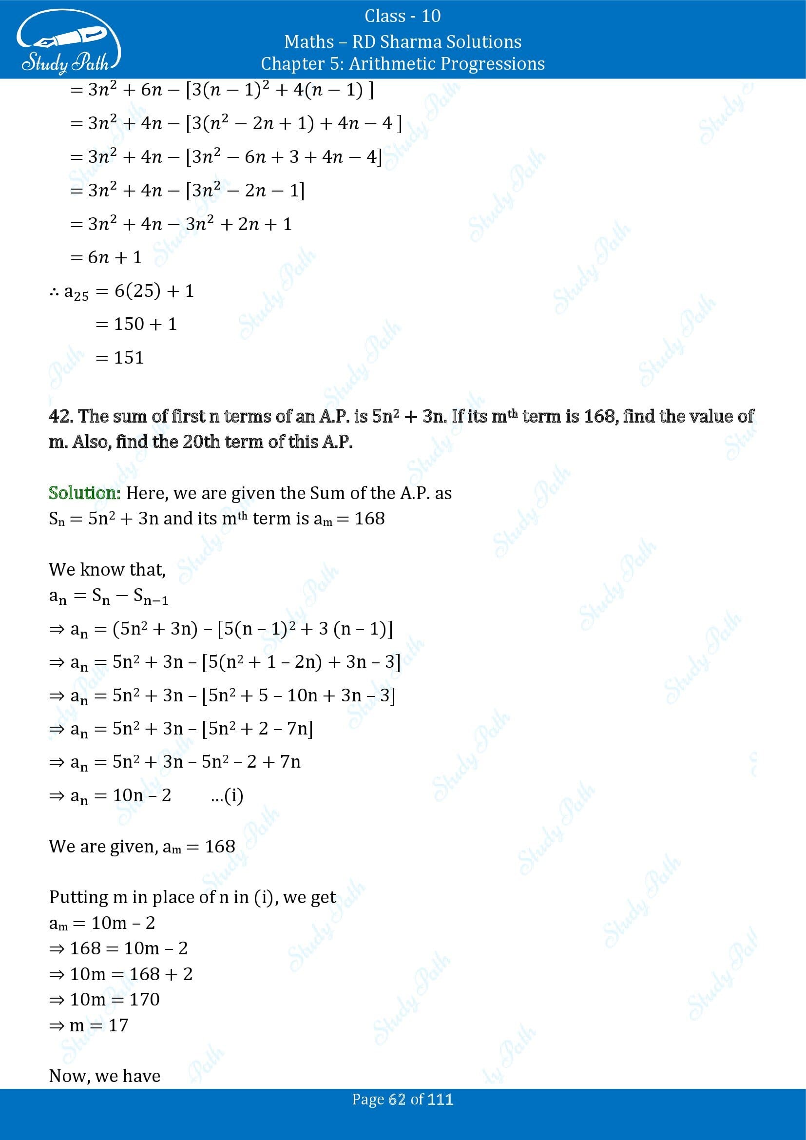 RD Sharma Solutions Class 10 Chapter 5 Arithmetic Progressions Exercise 5.6 00062