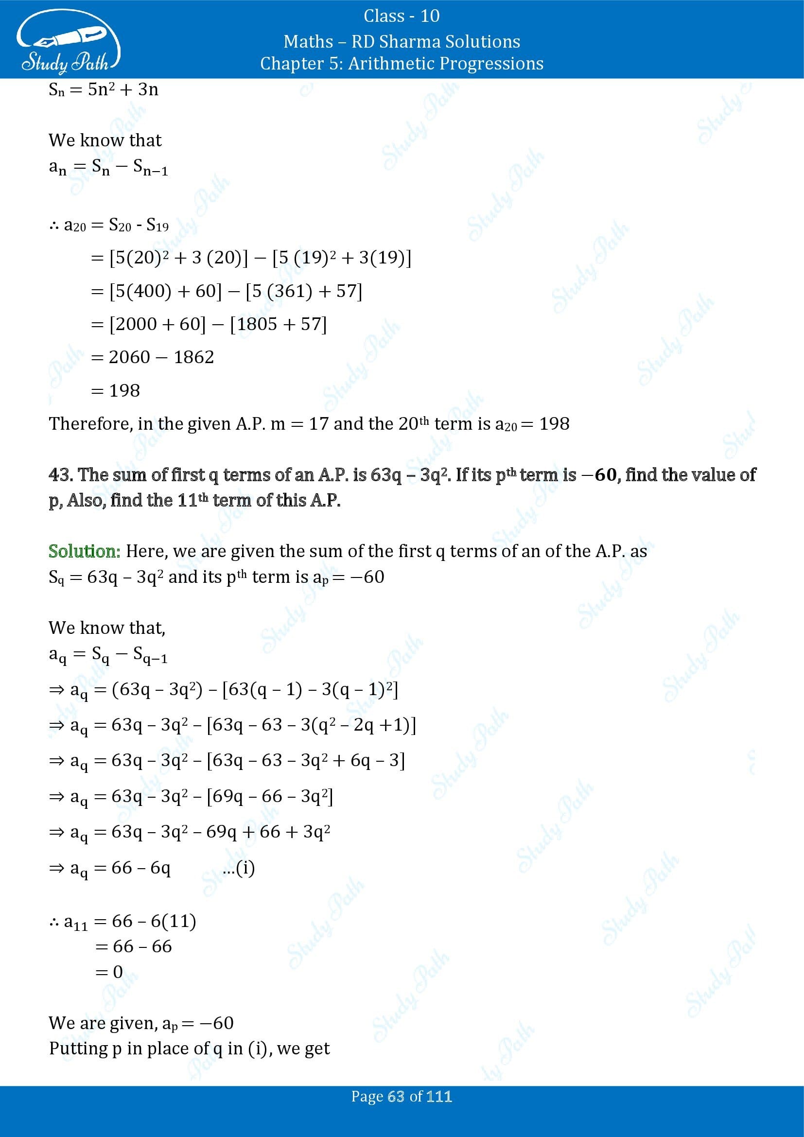 RD Sharma Solutions Class 10 Chapter 5 Arithmetic Progressions Exercise 5.6 00063