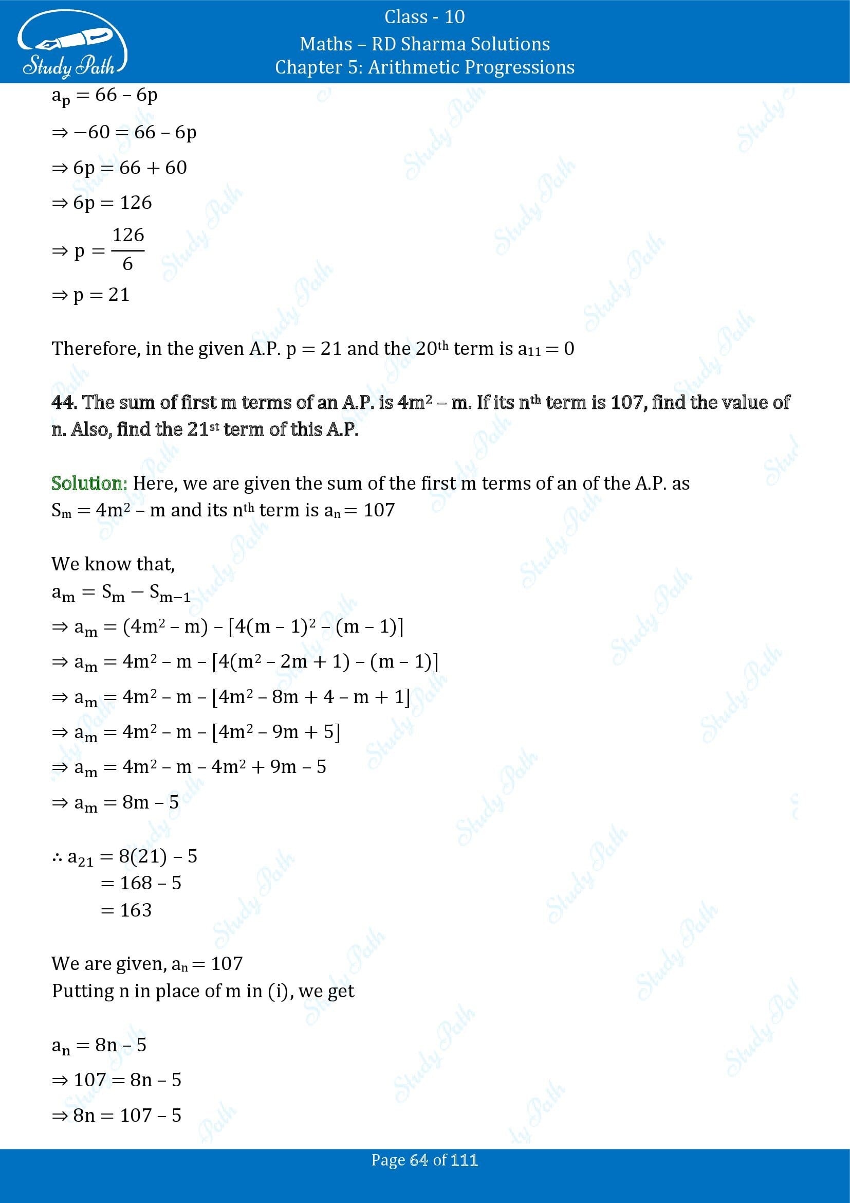RD Sharma Solutions Class 10 Chapter 5 Arithmetic Progressions Exercise 5.6 00064