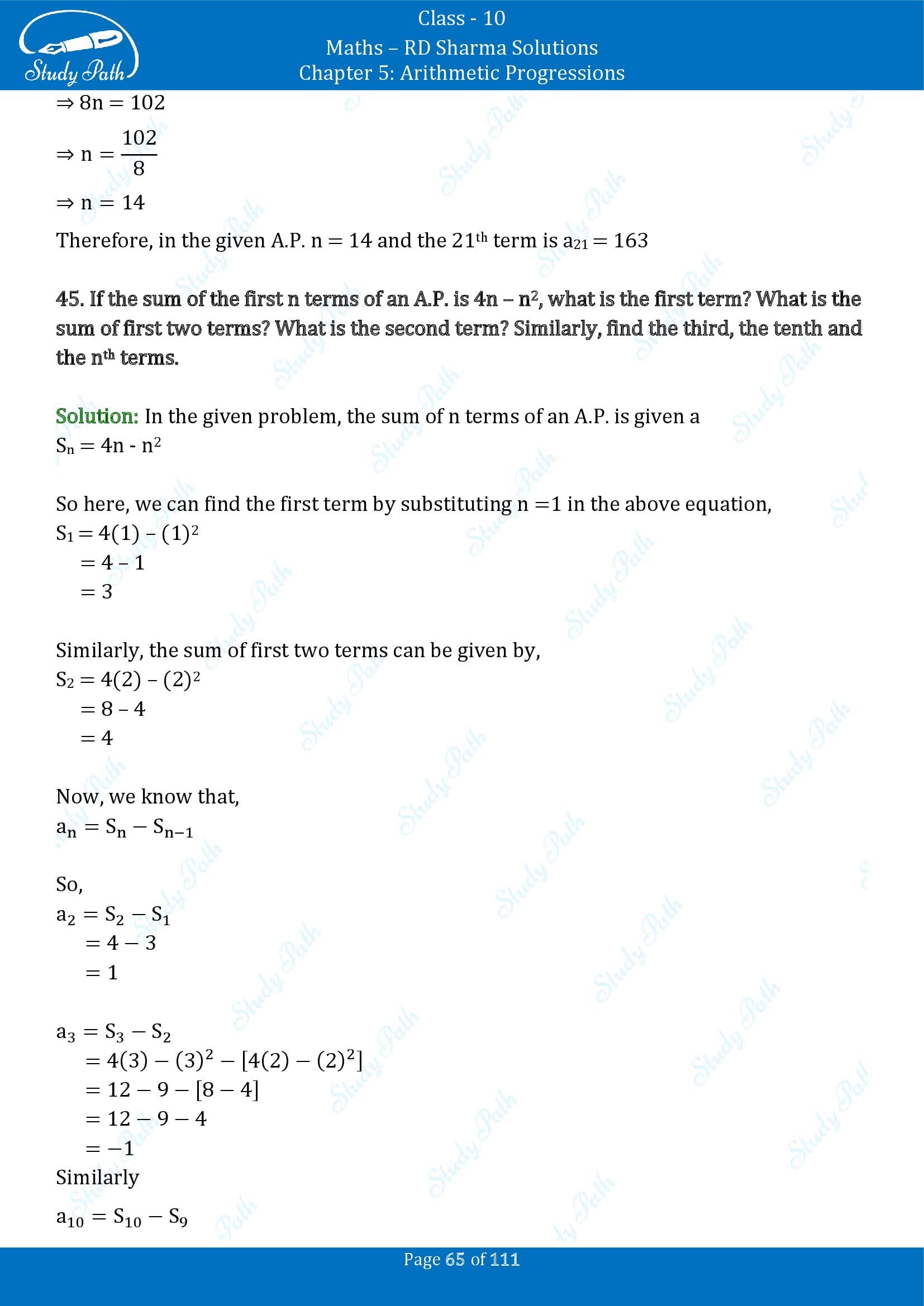 RD Sharma Solutions Class 10 Chapter 5 Arithmetic Progressions Exercise 5.6 00065
