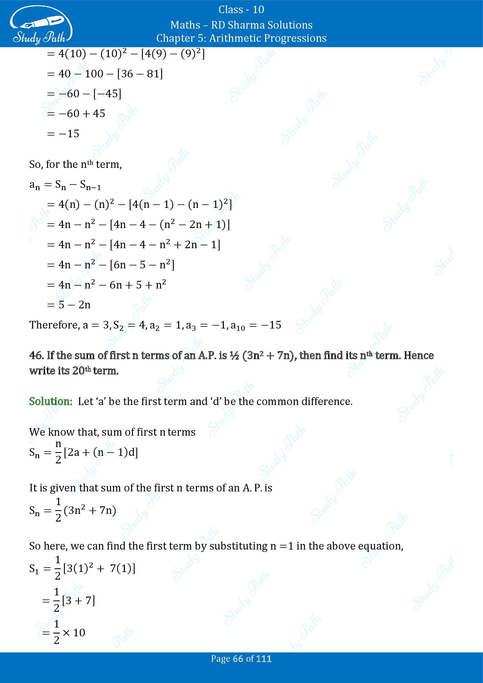 RD Sharma Solutions Class 10 Chapter 5 Arithmetic Progressions Exercise 5.6 00066