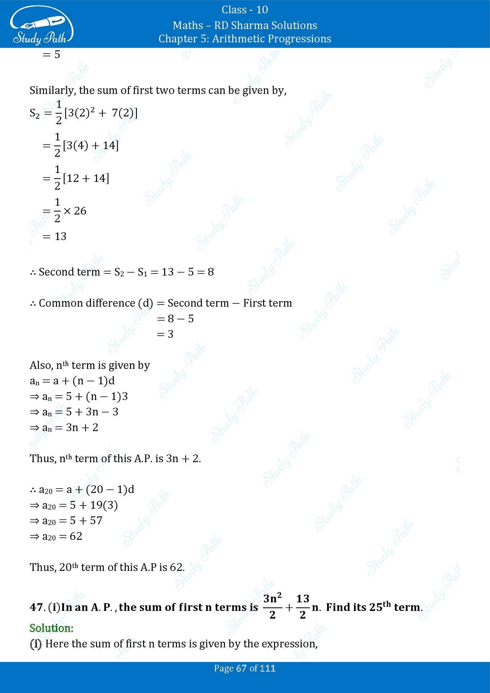 RD Sharma Solutions Class 10 Chapter 5 Arithmetic Progressions Exercise 5.6 00067