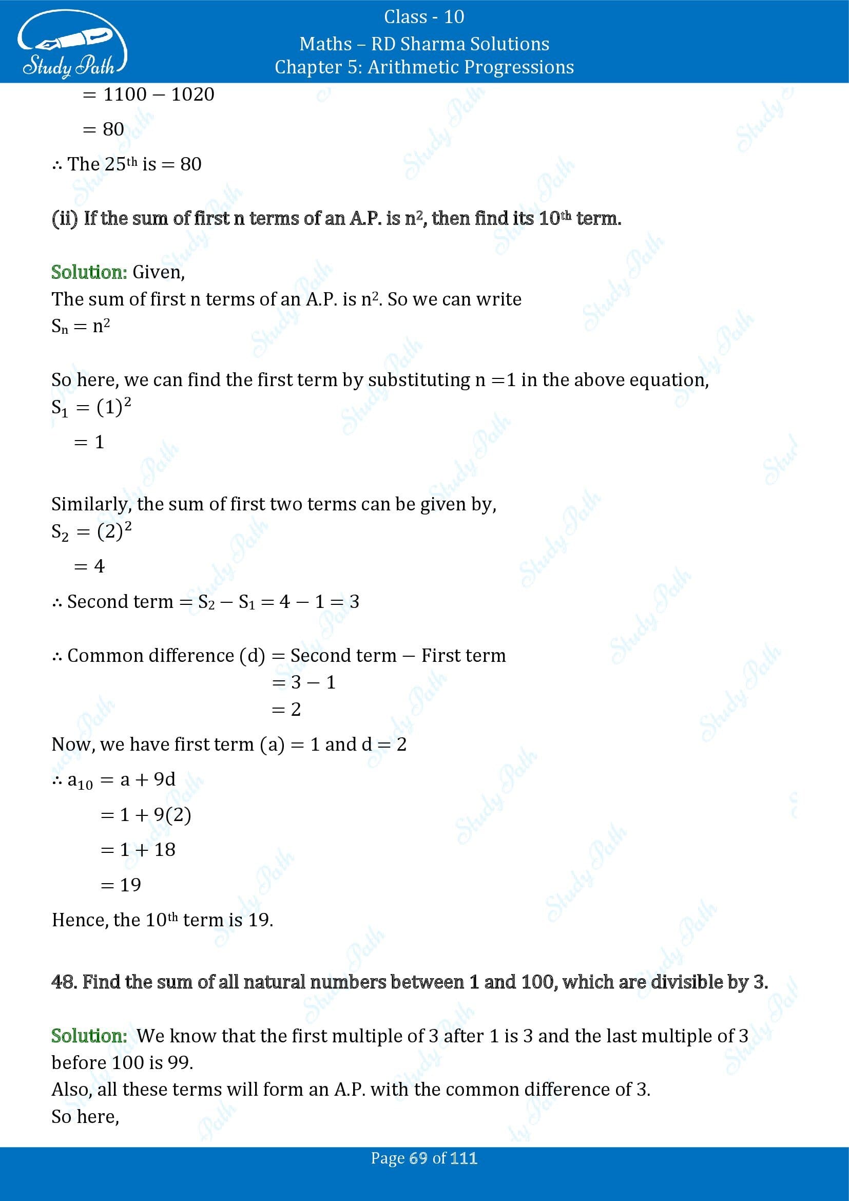 RD Sharma Solutions Class 10 Chapter 5 Arithmetic Progressions Exercise 5.6 00069