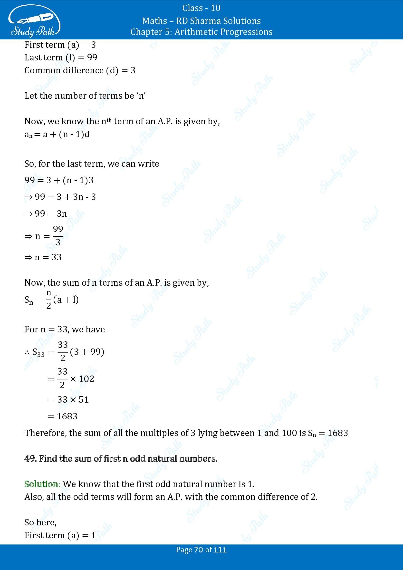 RD Sharma Solutions Class 10 Chapter 5 Arithmetic Progressions Exercise 5.6 00070