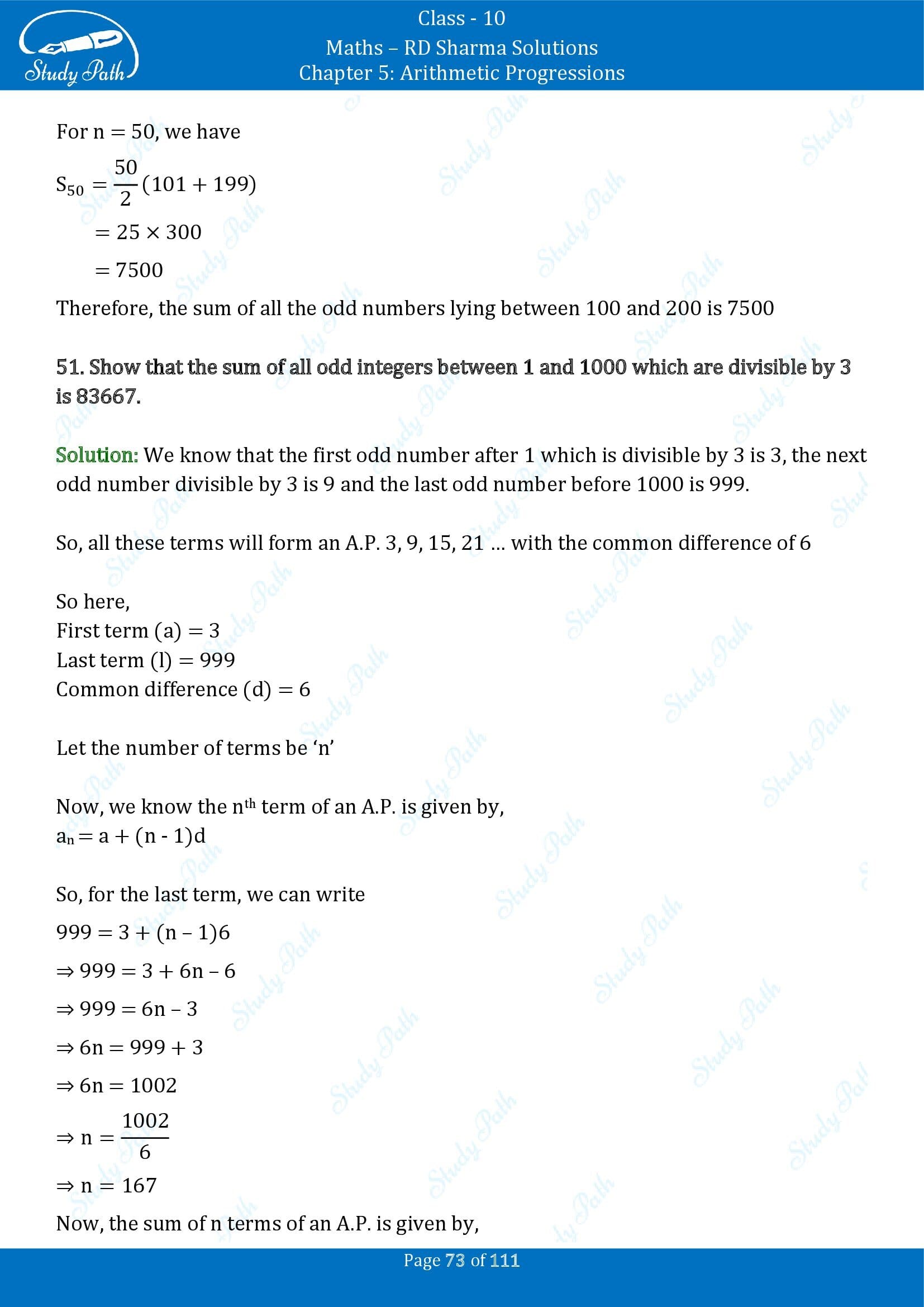 RD Sharma Solutions Class 10 Chapter 5 Arithmetic Progressions Exercise 5.6 00073
