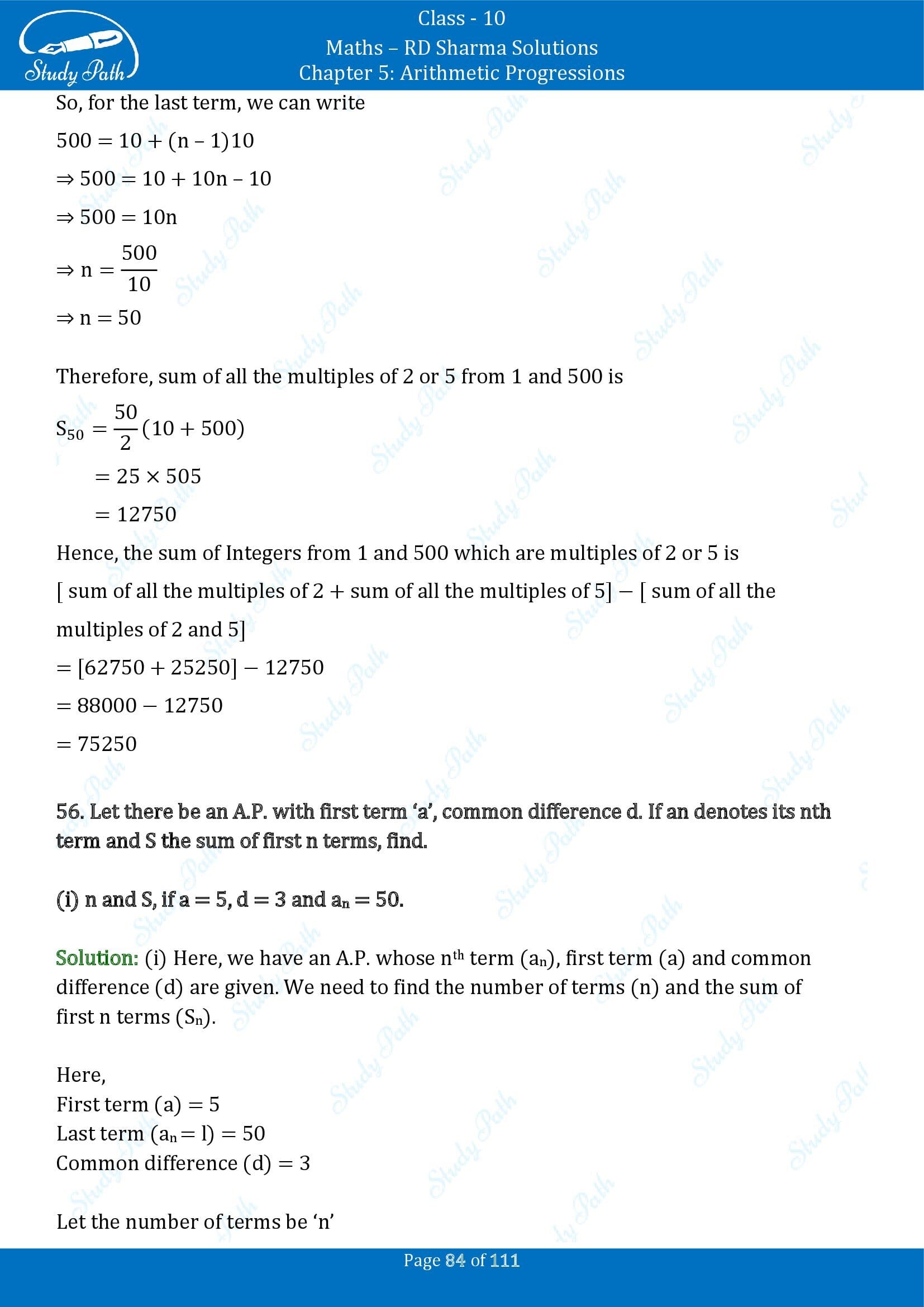 RD Sharma Solutions Class 10 Chapter 5 Arithmetic Progressions Exercise 5.6 00084