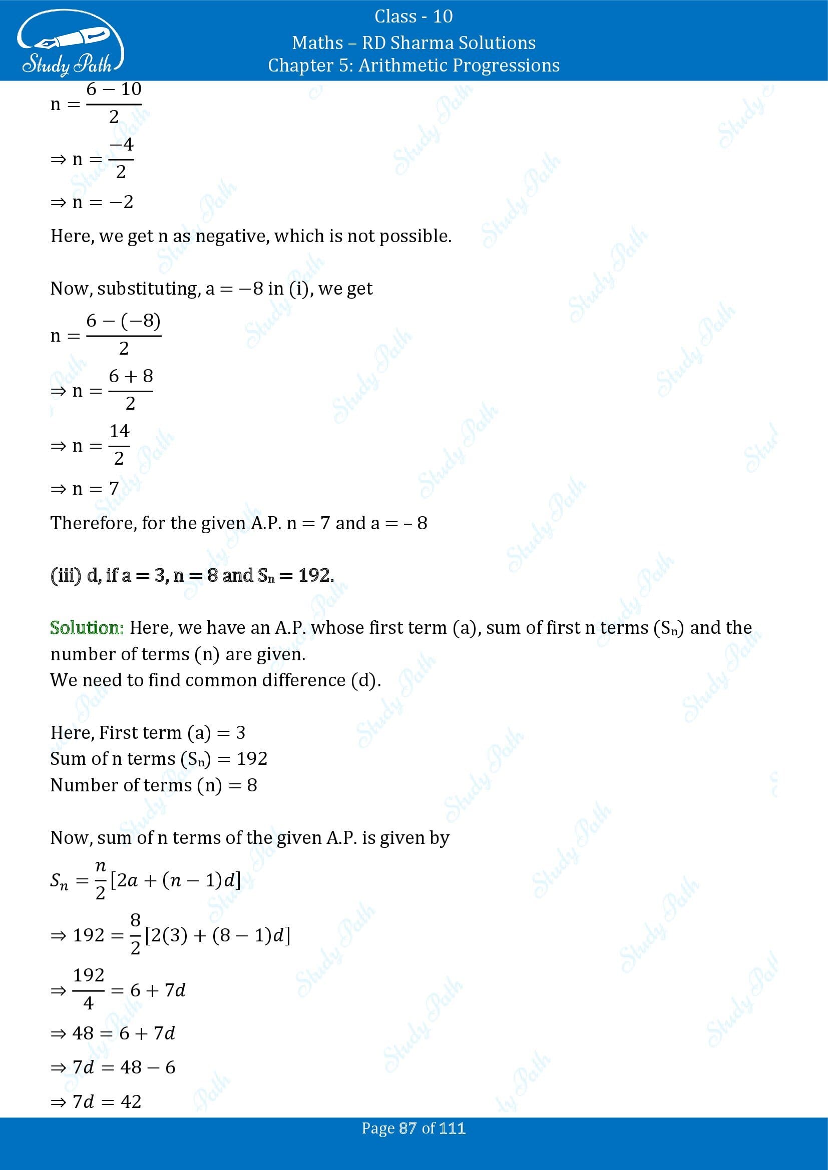 RD Sharma Solutions Class 10 Chapter 5 Arithmetic Progressions Exercise 5.6 00087
