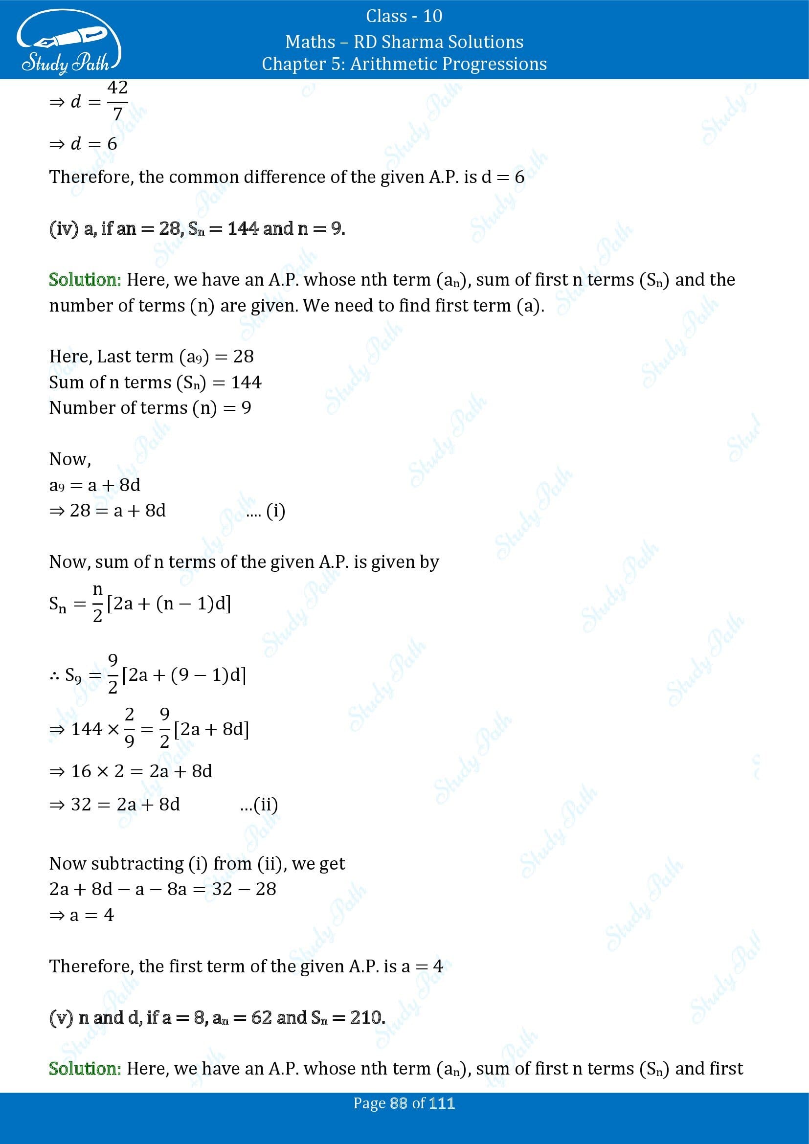 RD Sharma Solutions Class 10 Chapter 5 Arithmetic Progressions Exercise 5.6 00088
