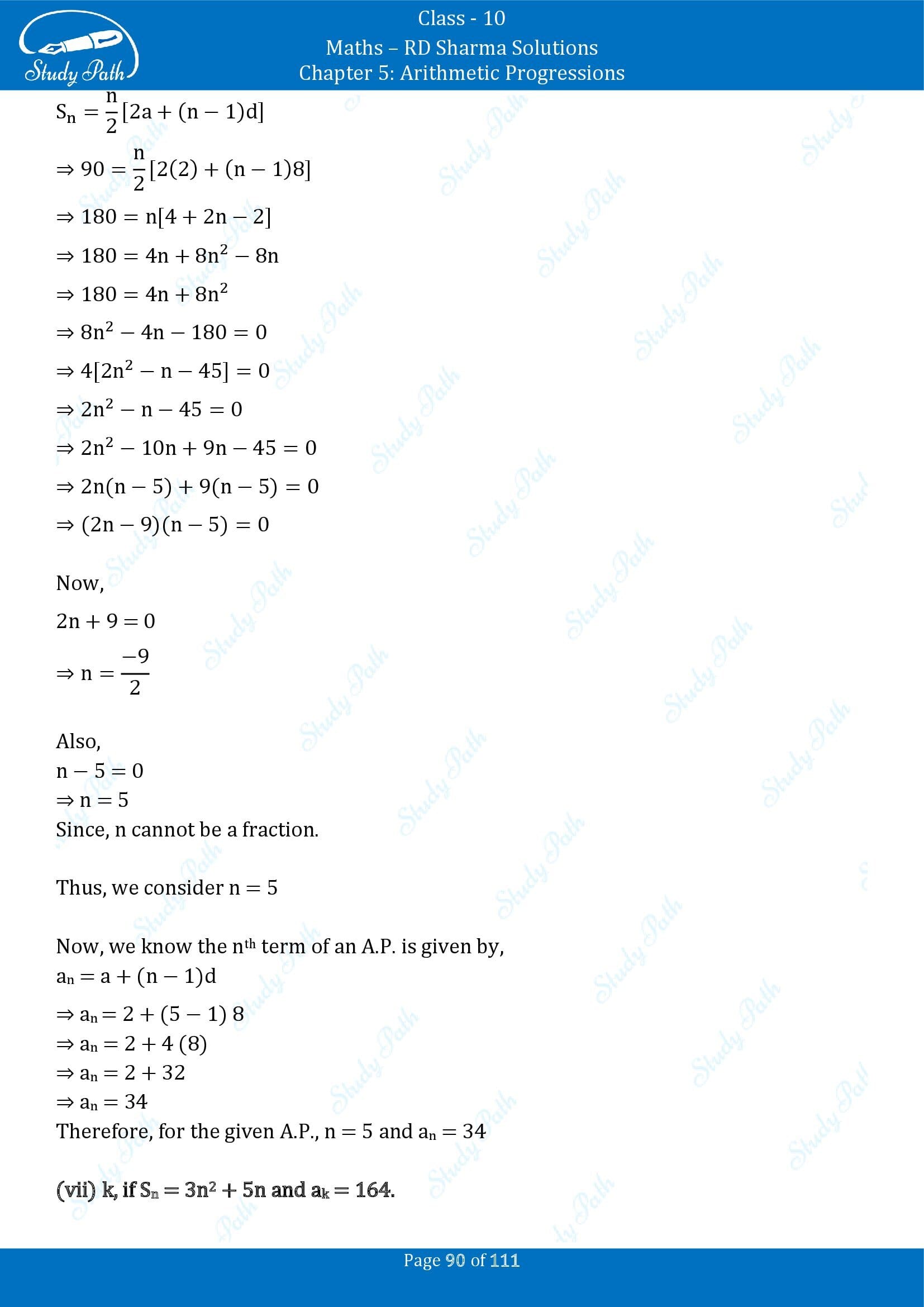 RD Sharma Solutions Class 10 Chapter 5 Arithmetic Progressions Exercise 5.6 00090