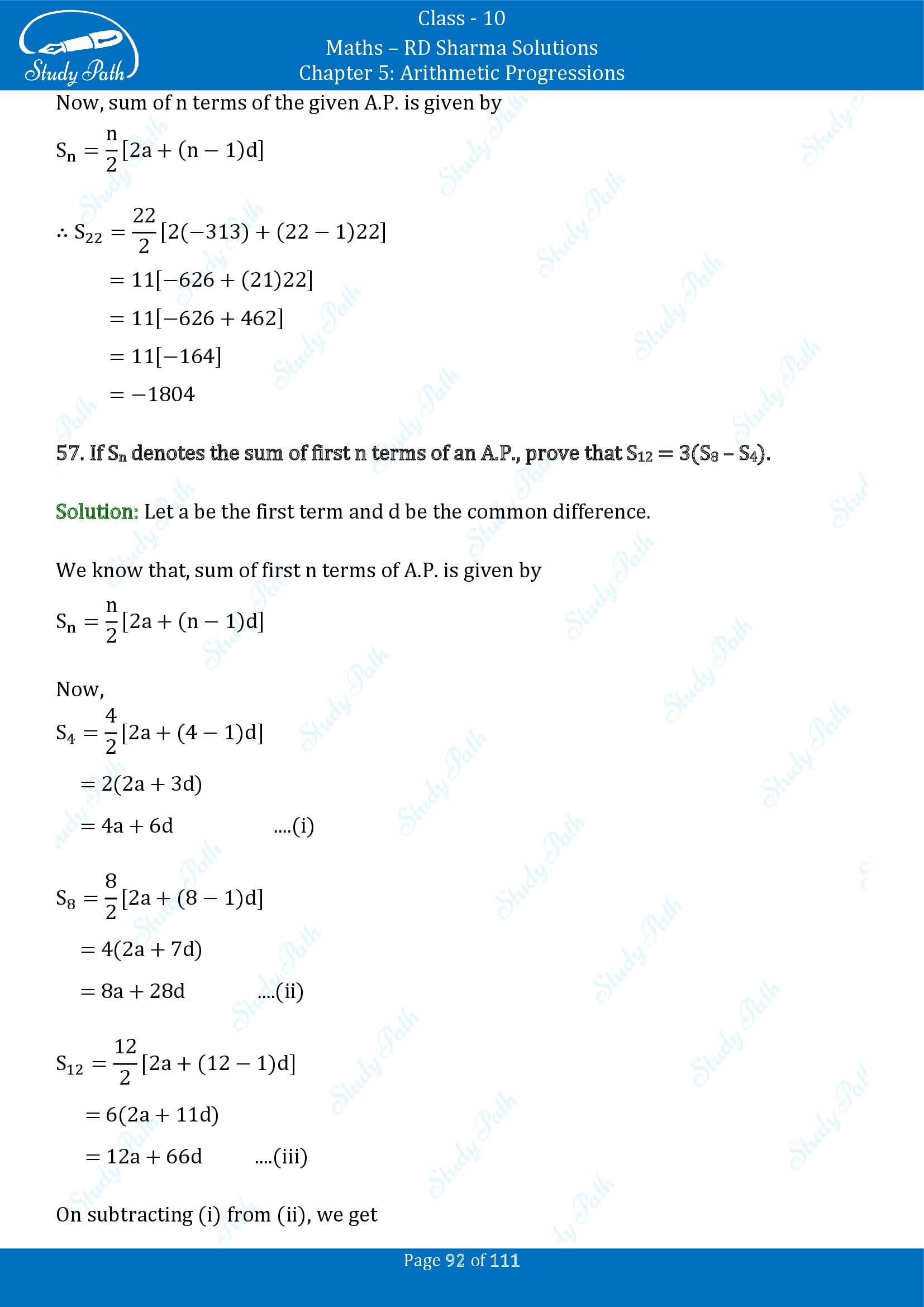 RD Sharma Solutions Class 10 Chapter 5 Arithmetic Progressions Exercise 5.6 00092