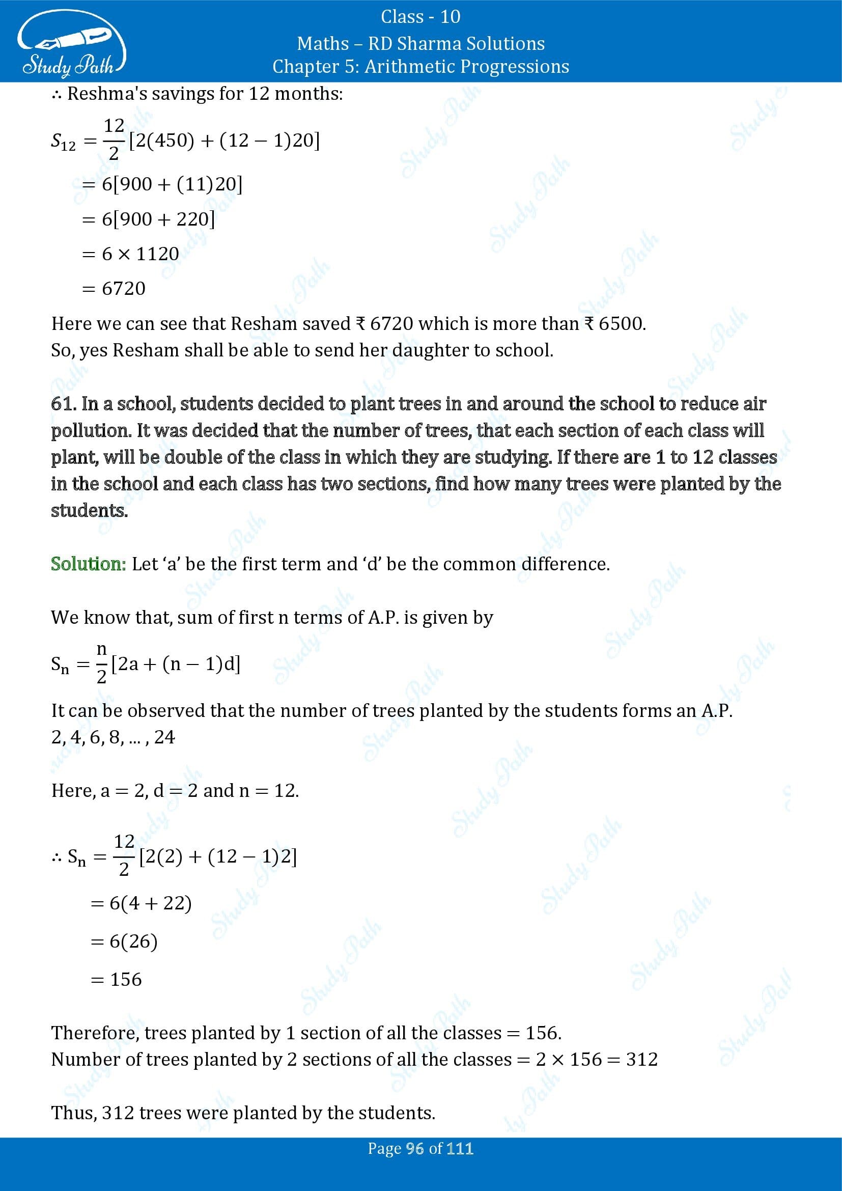 RD Sharma Solutions Class 10 Chapter 5 Arithmetic Progressions Exercise 5.6 00096