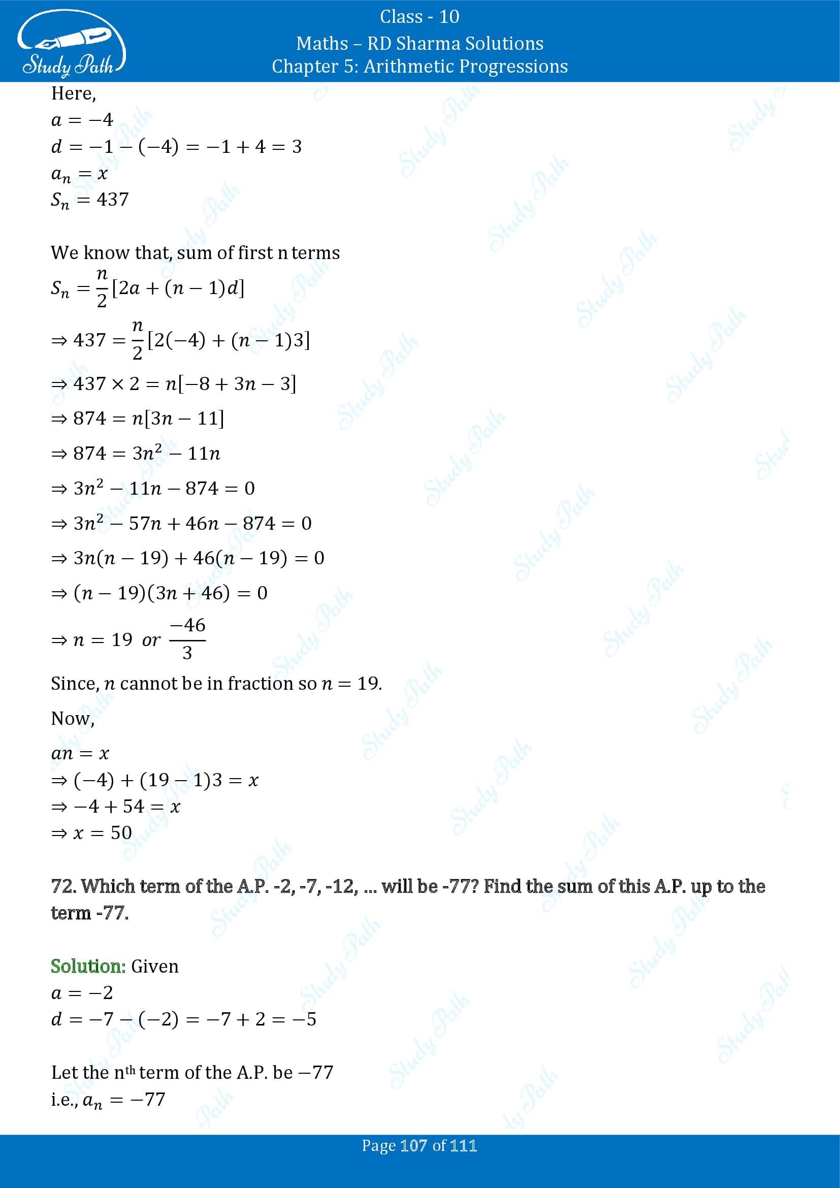 RD Sharma Solutions Class 10 Chapter 5 Arithmetic Progressions Exercise 5.6 00107