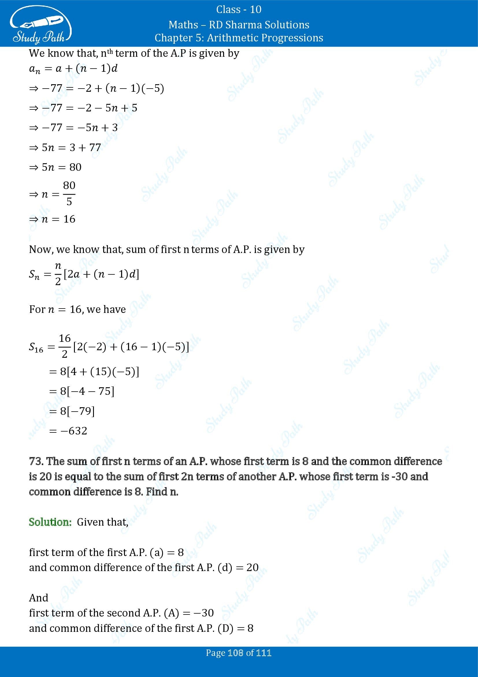 RD Sharma Solutions Class 10 Chapter 5 Arithmetic Progressions Exercise 5.6 00108