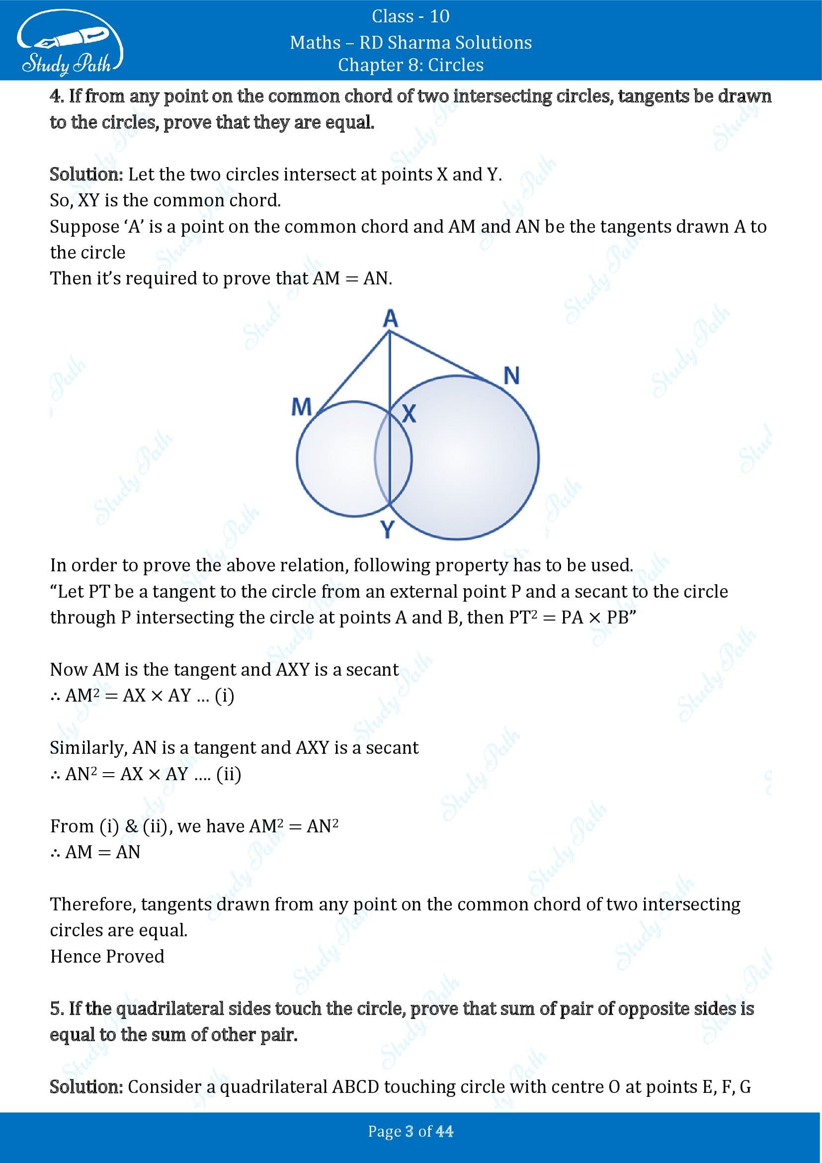 RD Sharma Solutions Class 10 Chapter 8 Circles Exercise 8.2 00003