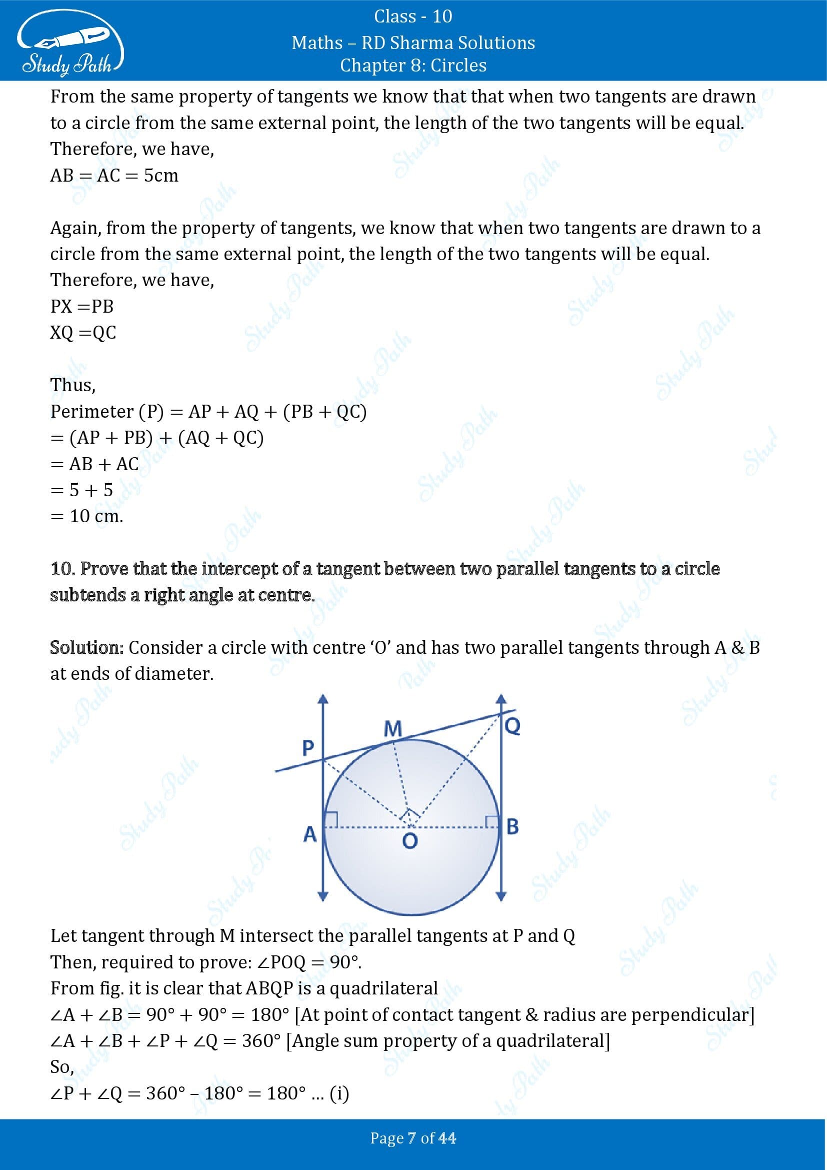 RD Sharma Solutions Class 10 Chapter 8 Circles Exercise 8.2 00007