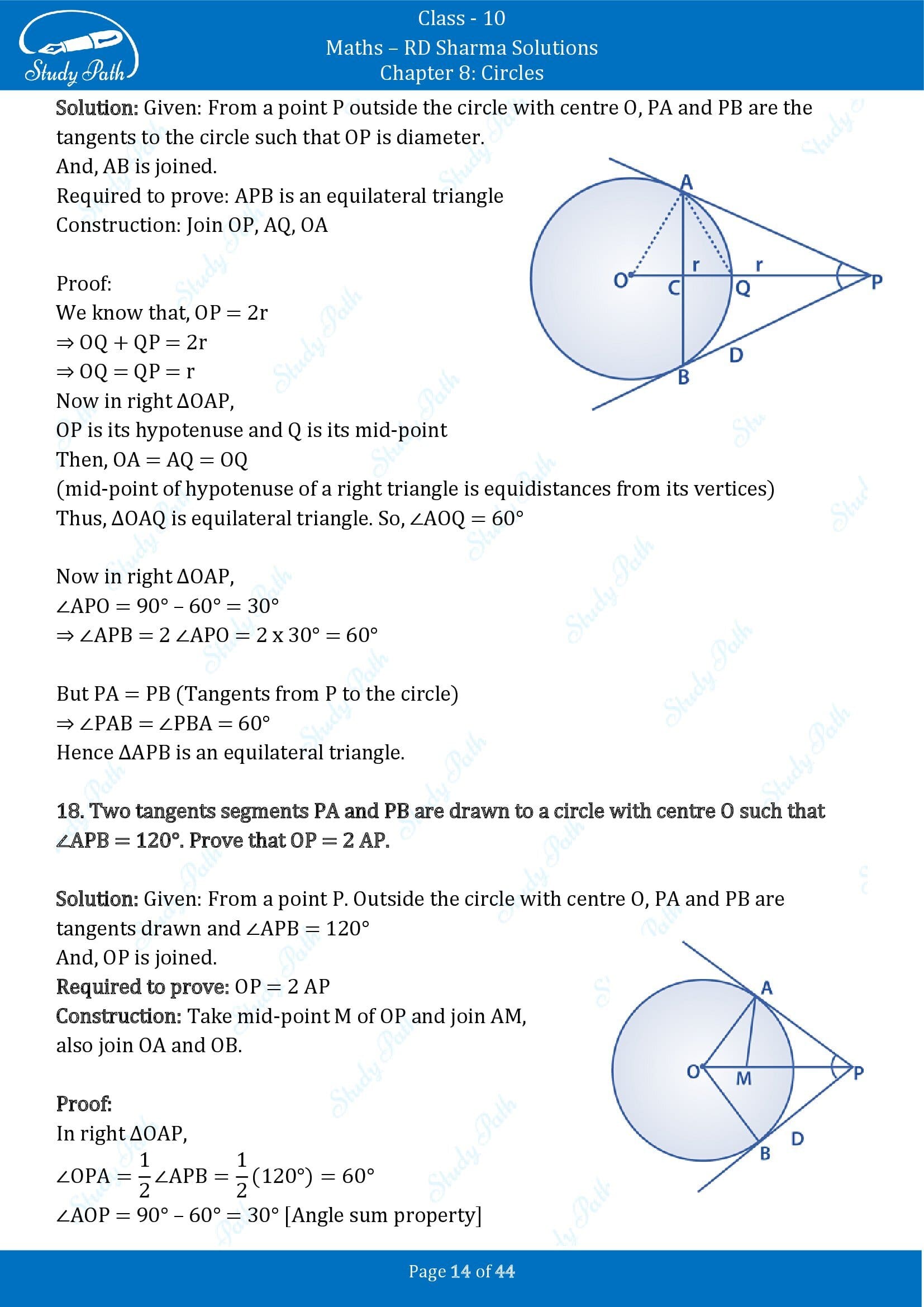RD Sharma Solutions Class 10 Chapter 8 Circles Exercise 8.2 00014