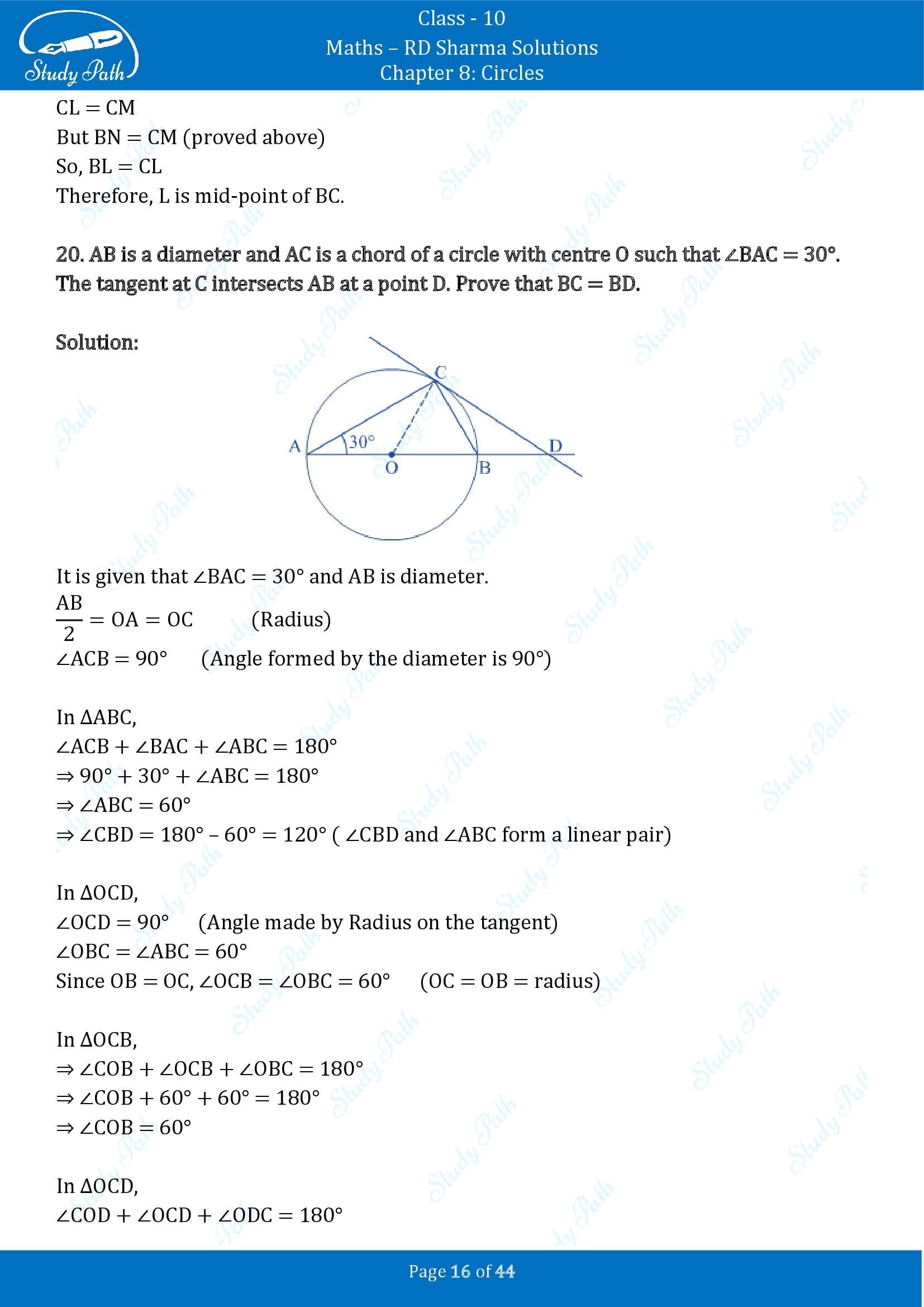 RD Sharma Solutions Class 10 Chapter 8 Circles Exercise 8.2 00016