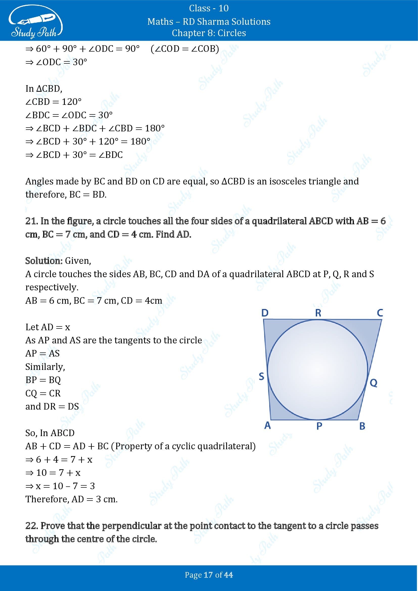 RD Sharma Solutions Class 10 Chapter 8 Circles Exercise 8.2 00017