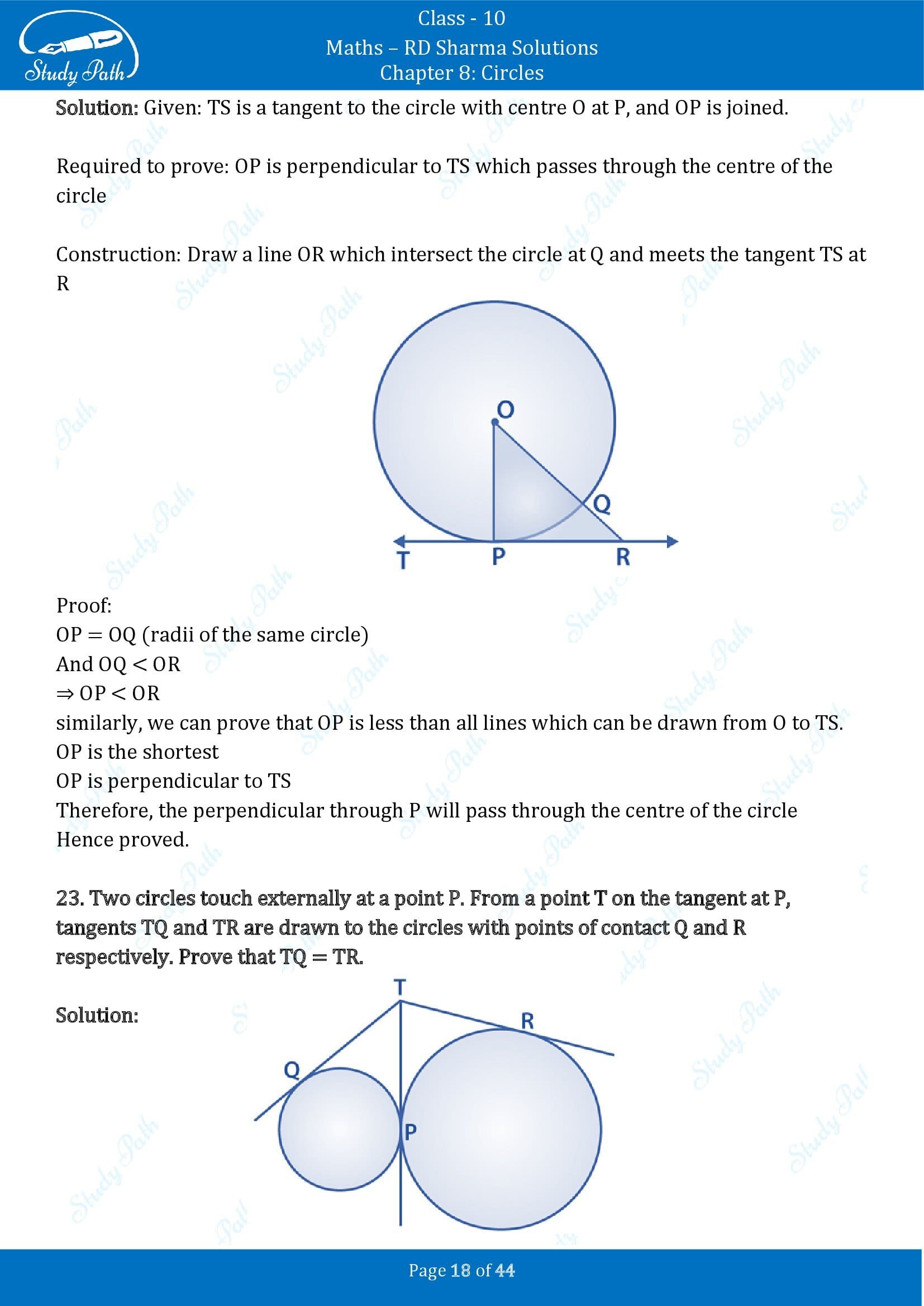 RD Sharma Solutions Class 10 Chapter 8 Circles Exercise 8.2 00018