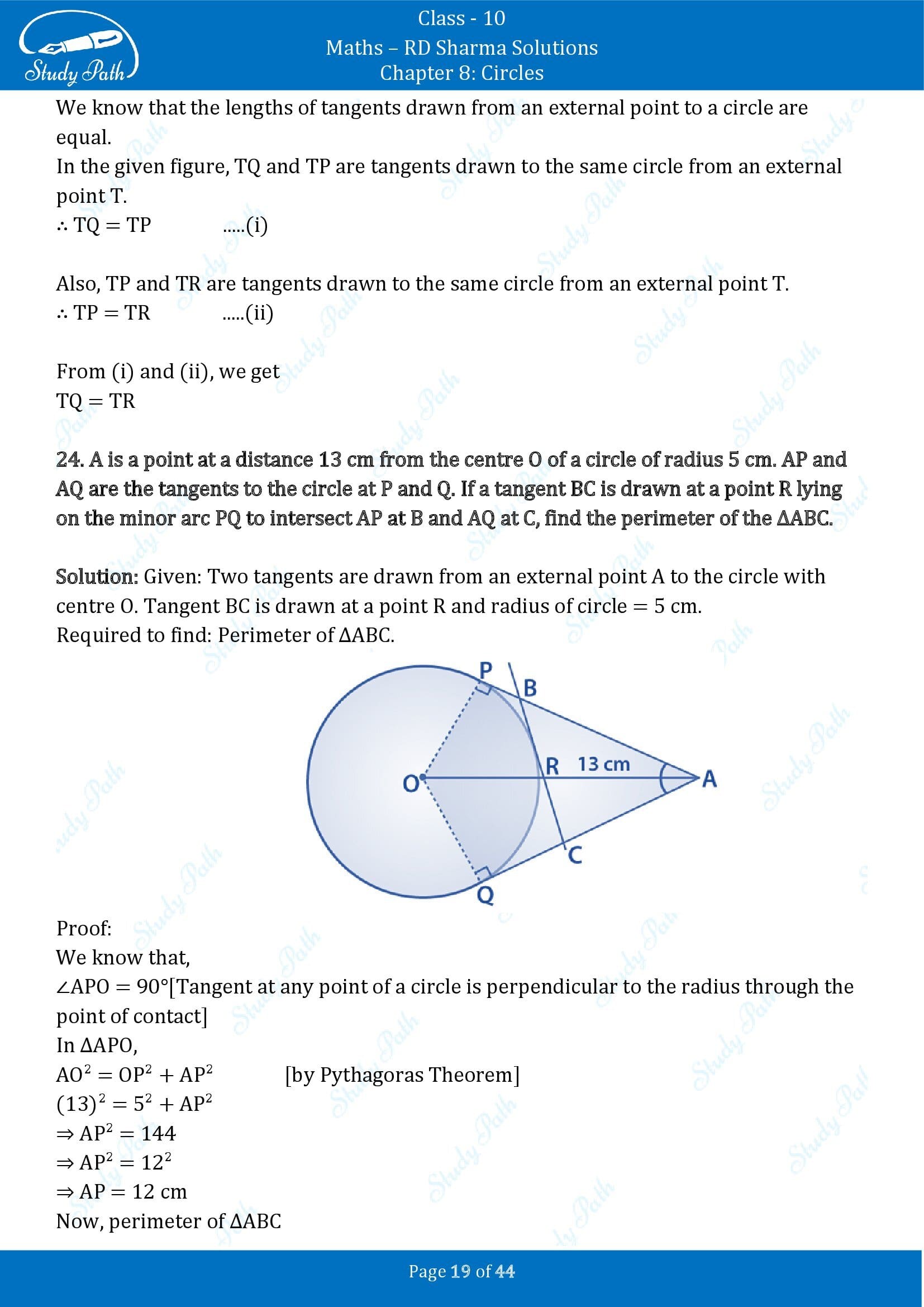 RD Sharma Solutions Class 10 Chapter 8 Circles Exercise 8.2 00019