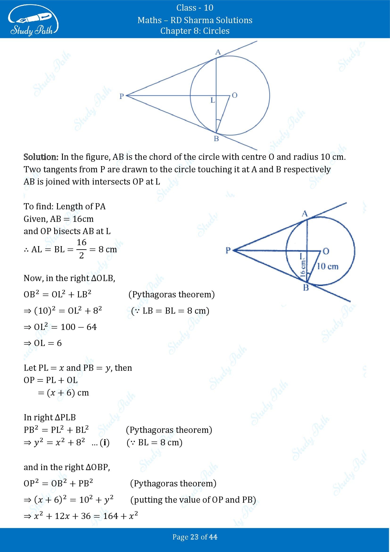 RD Sharma Solutions Class 10 Chapter 8 Circles Exercise 8.2 00023