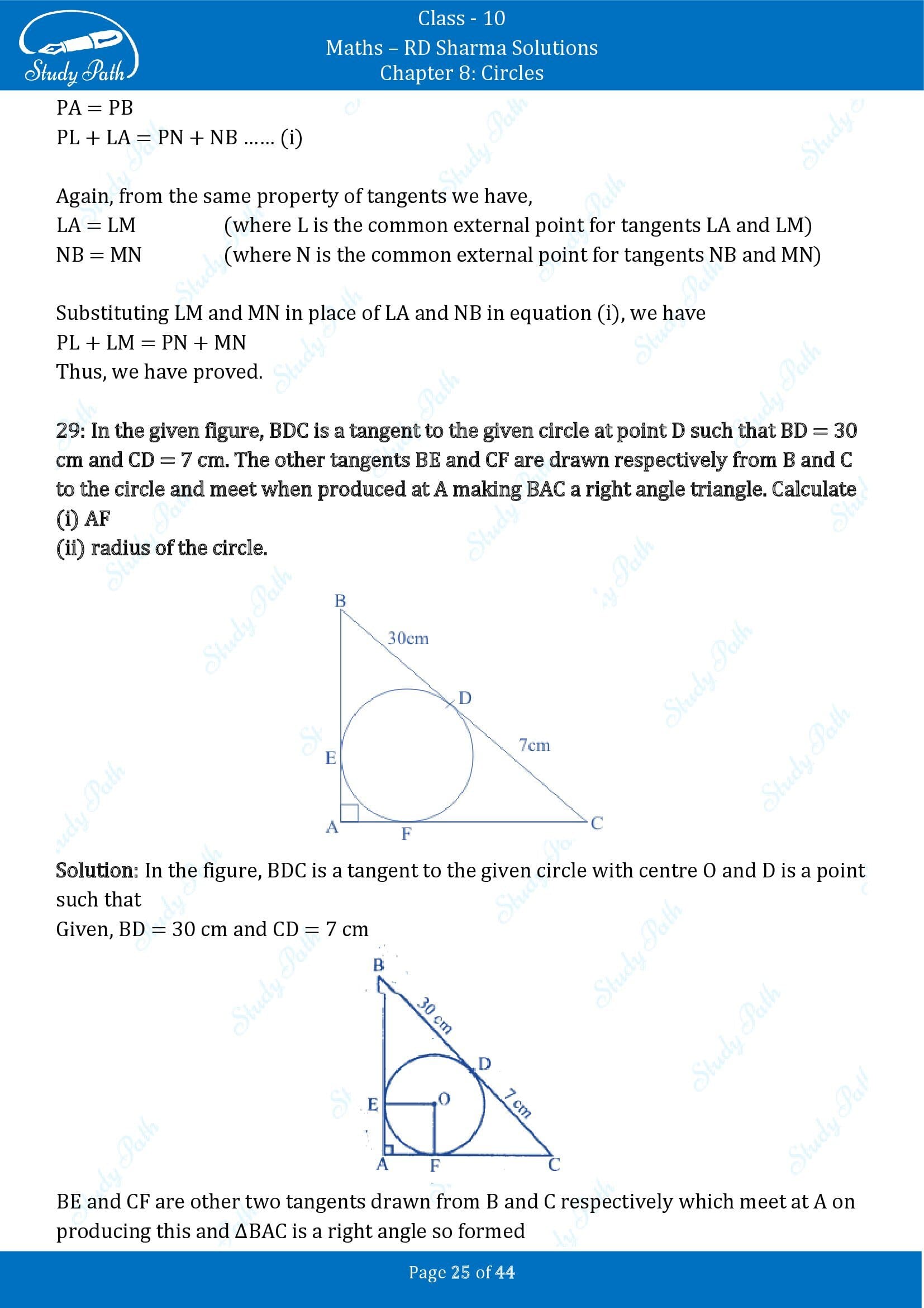RD Sharma Solutions Class 10 Chapter 8 Circles Exercise 8.2 00025