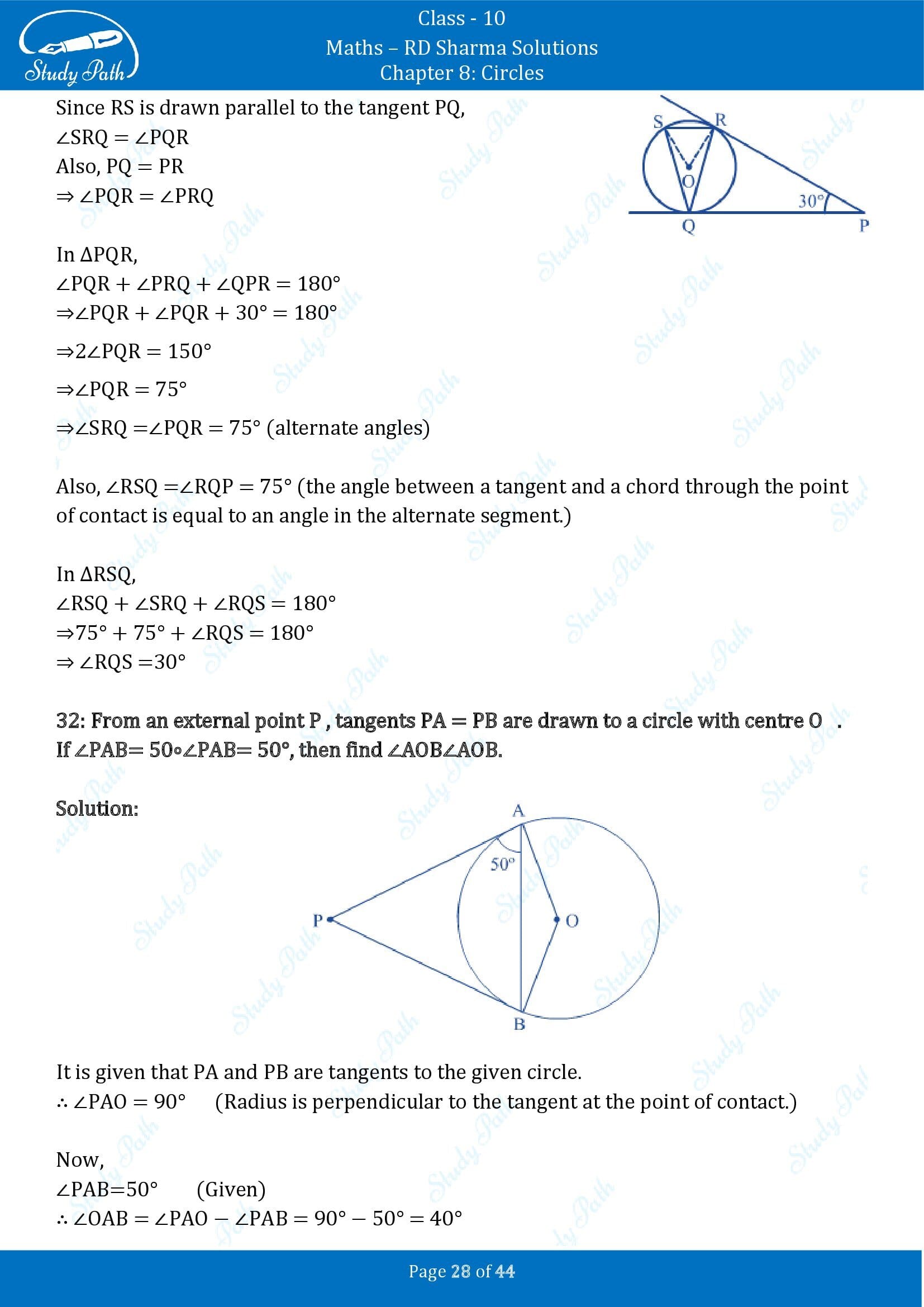 RD Sharma Solutions Class 10 Chapter 8 Circles Exercise 8.2 00028