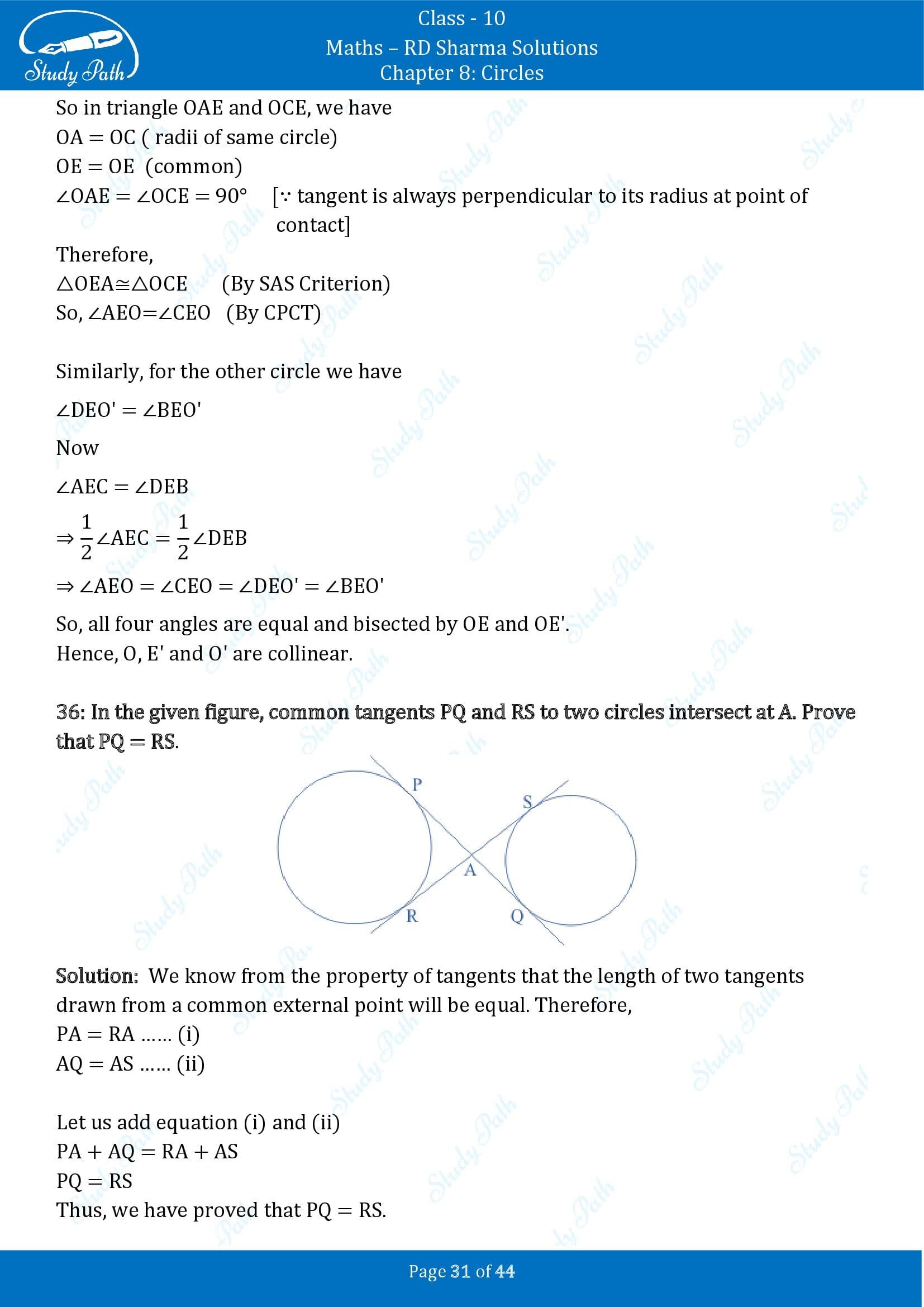 RD Sharma Solutions Class 10 Chapter 8 Circles Exercise 8.2 00031