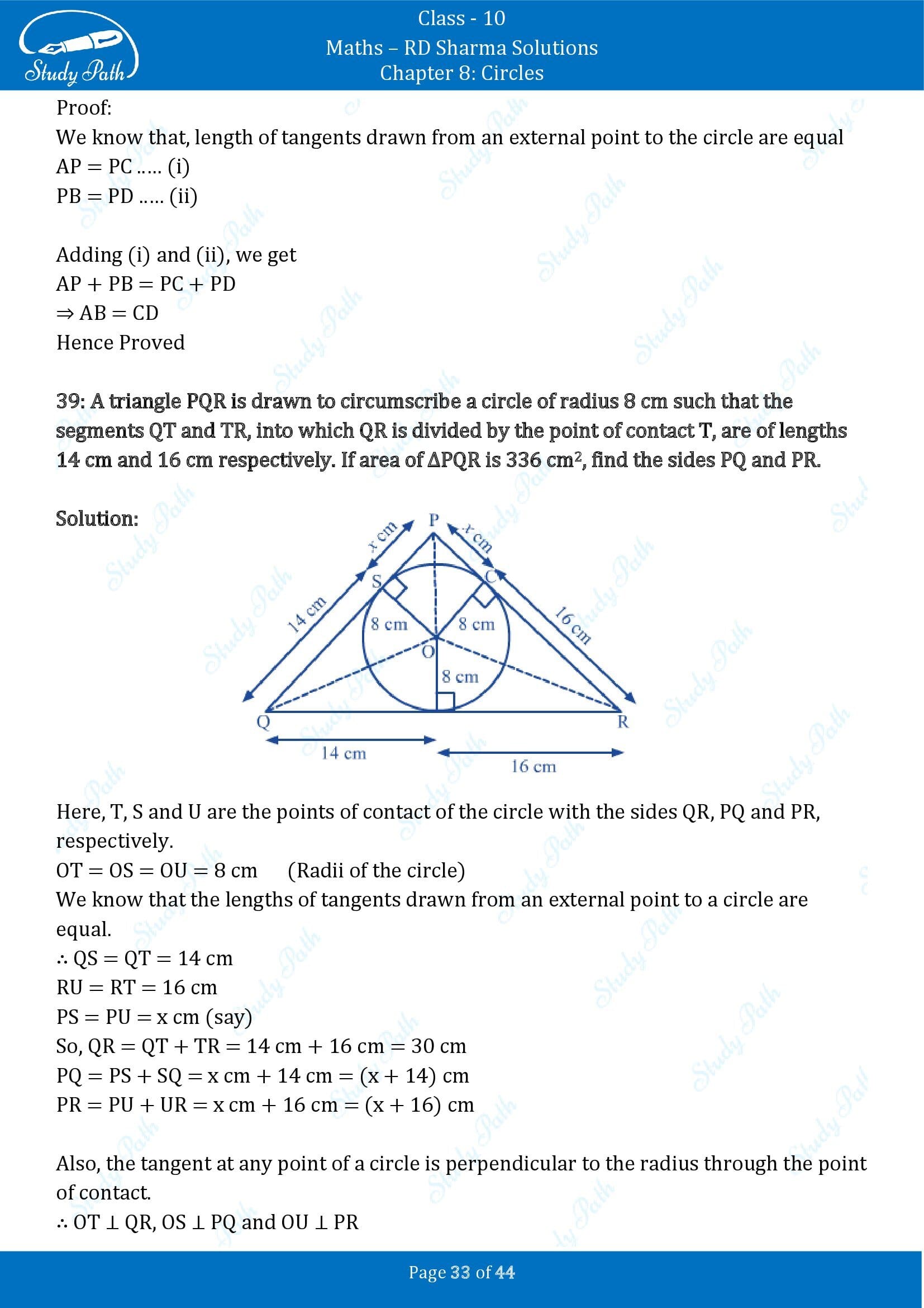 RD Sharma Solutions Class 10 Chapter 8 Circles Exercise 8.2 00033