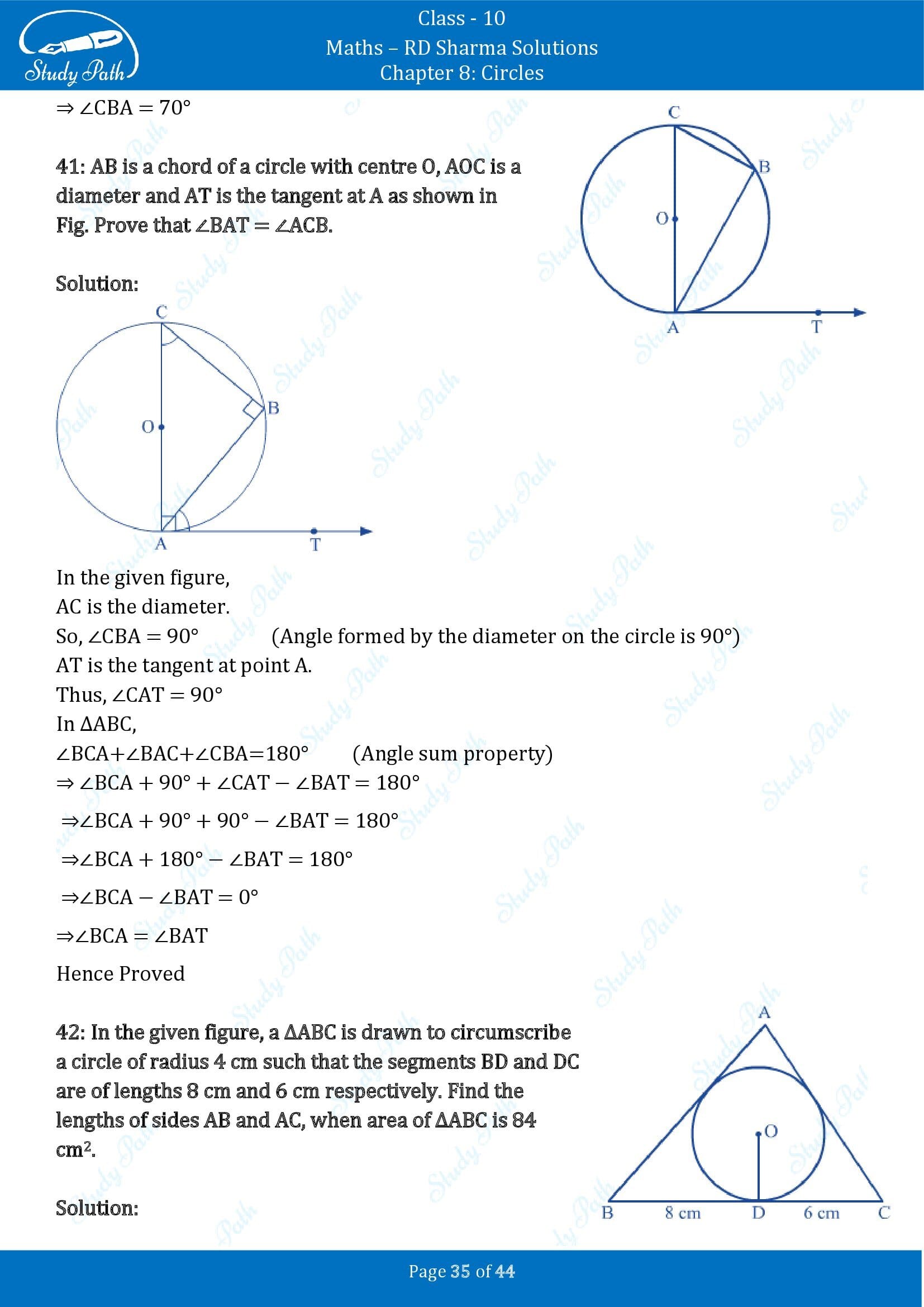 RD Sharma Solutions Class 10 Chapter 8 Circles Exercise 8.2 00035