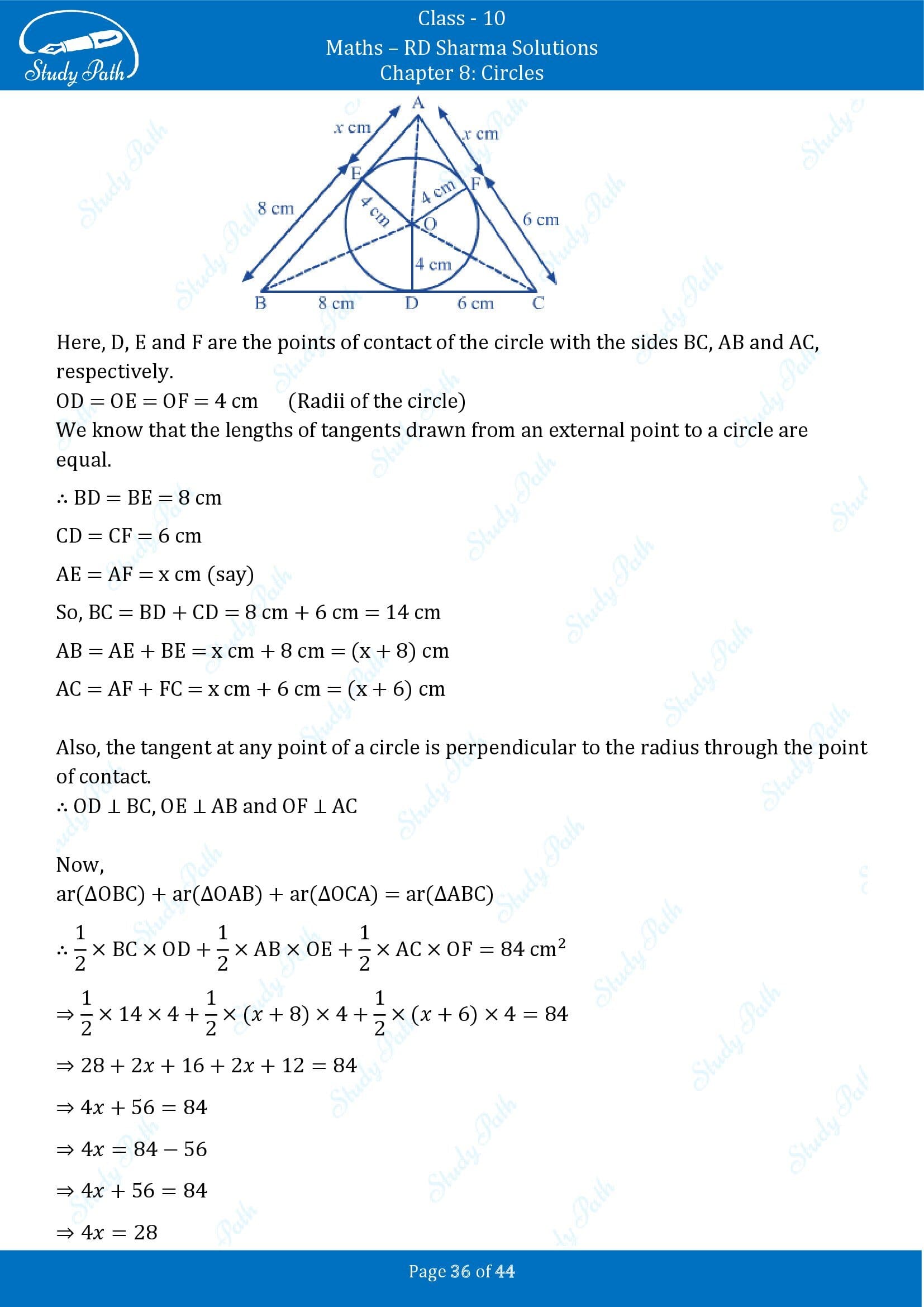 RD Sharma Solutions Class 10 Chapter 8 Circles Exercise 8.2 00036