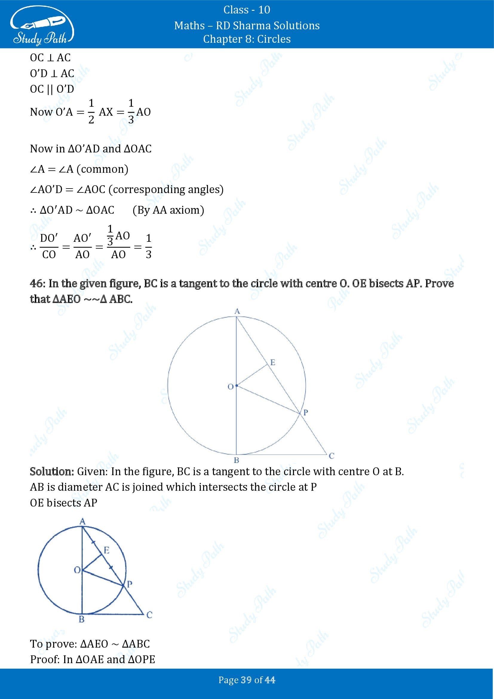 RD Sharma Solutions Class 10 Chapter 8 Circles Exercise 8.2 00039