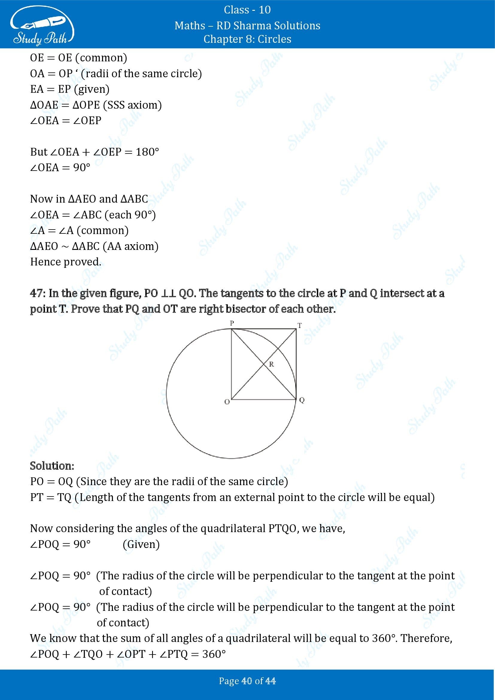 RD Sharma Solutions Class 10 Chapter 8 Circles Exercise 8.2 00040