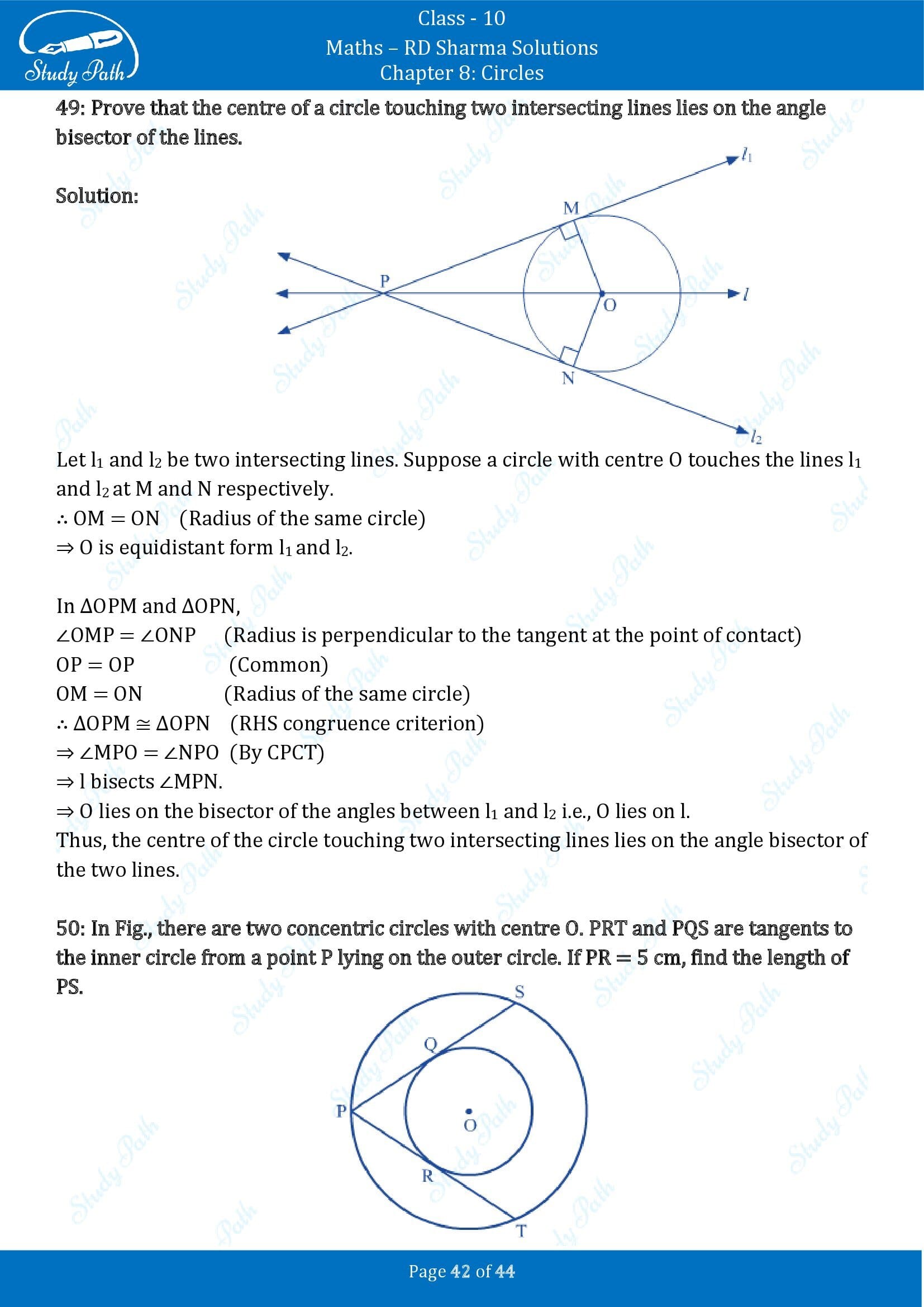 RD Sharma Solutions Class 10 Chapter 8 Circles Exercise 8.2 00042