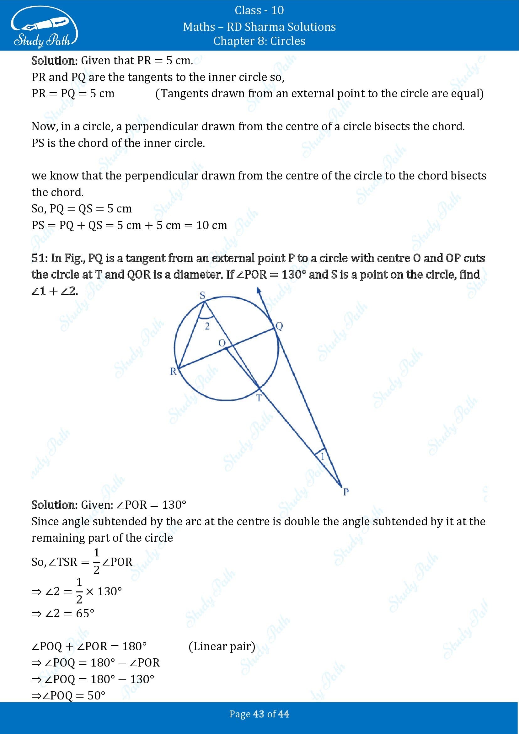 RD Sharma Solutions Class 10 Chapter 8 Circles Exercise 8.2 00043