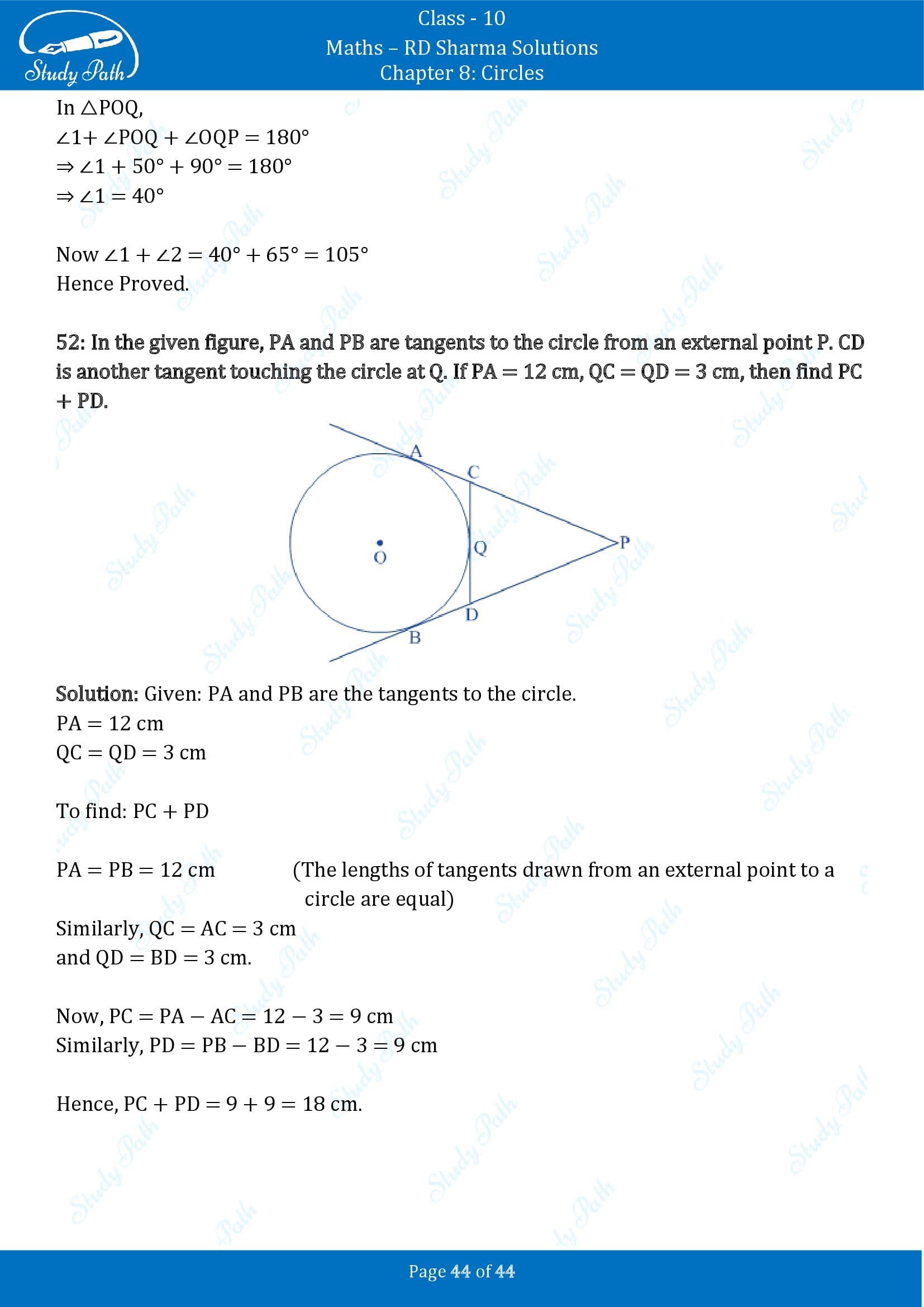 RD Sharma Solutions Class 10 Chapter 8 Circles Exercise 8.2 00044