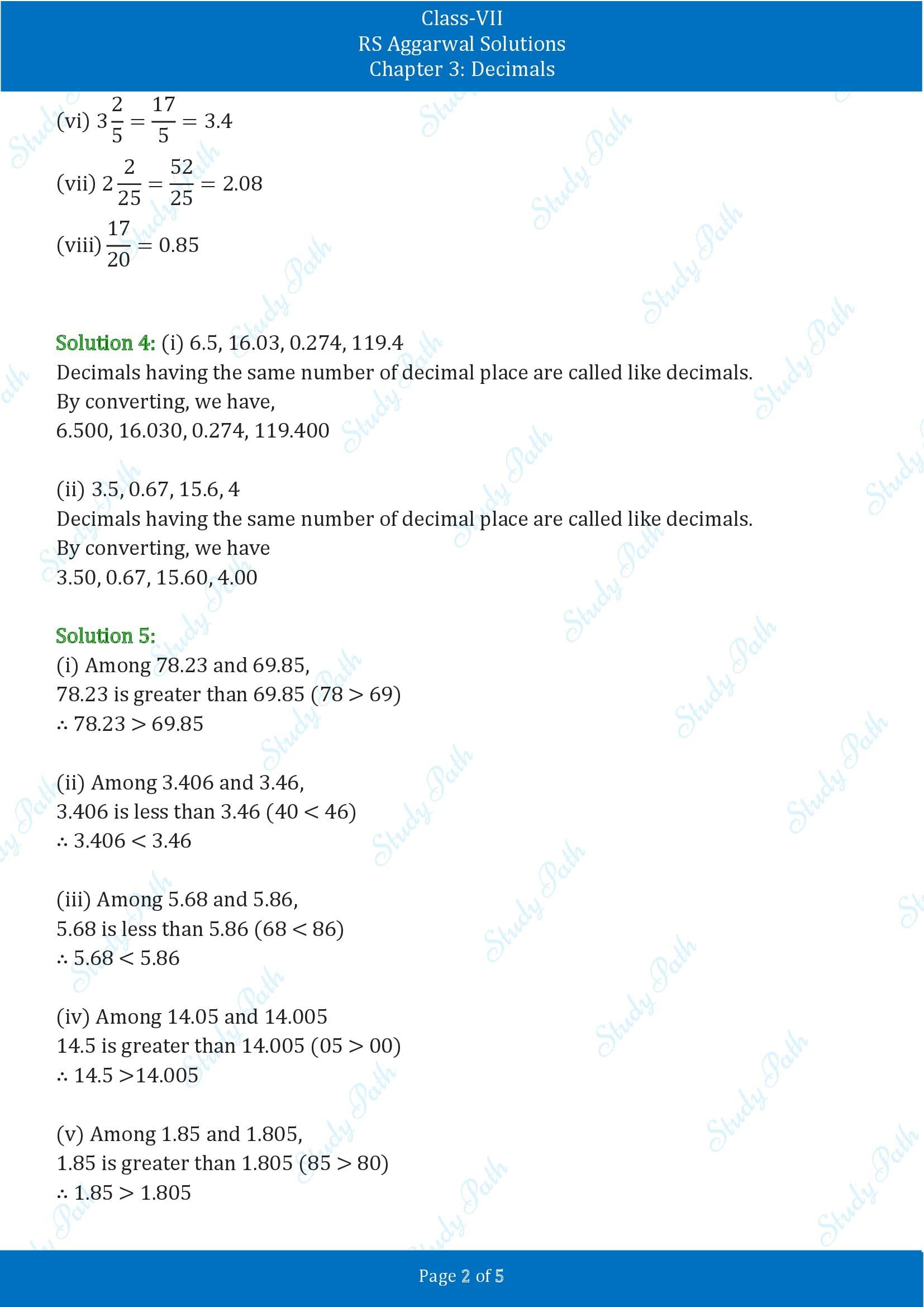 RS Aggarwal Solutions Class 7 Chapter 3 Decimals Exercise 3A 00002