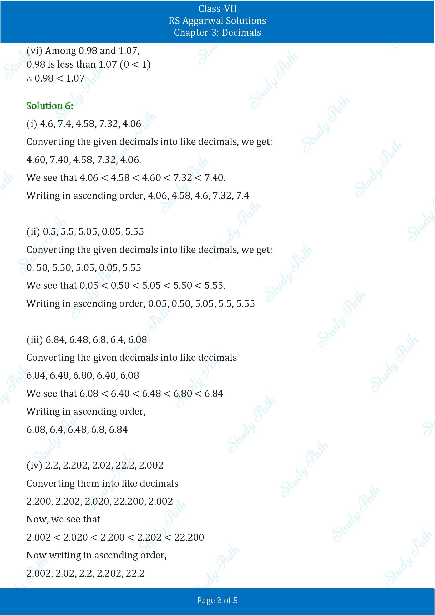 RS Aggarwal Solutions Class 7 Chapter 3 Decimals Exercise 3A 00003